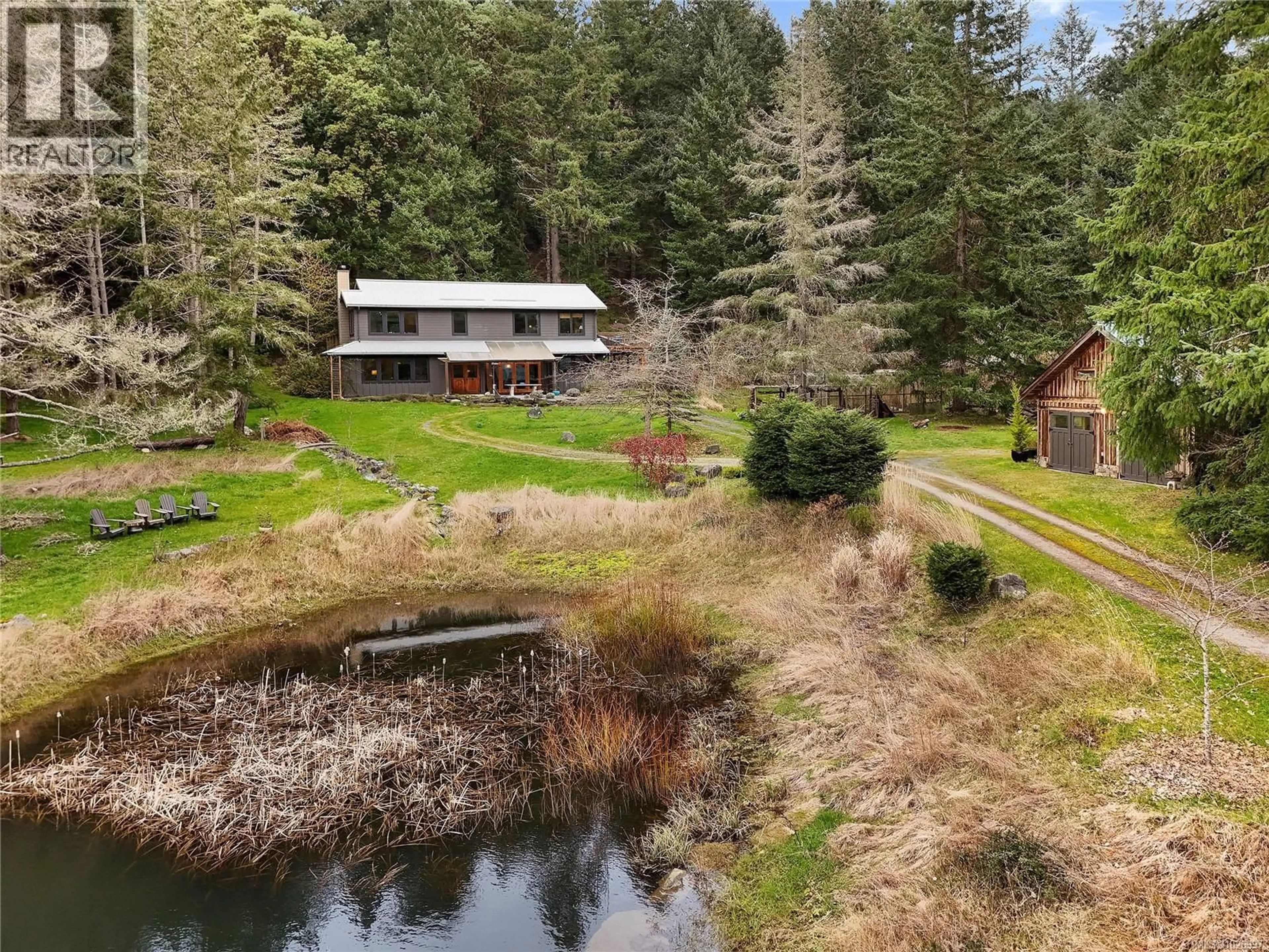 A pic from outside/outdoor area/front of a property/back of a property/a pic from drone, water/lake/river/ocean view for 594 HORTON BAY ROAD, Mayne Island British Columbia V0N2J2