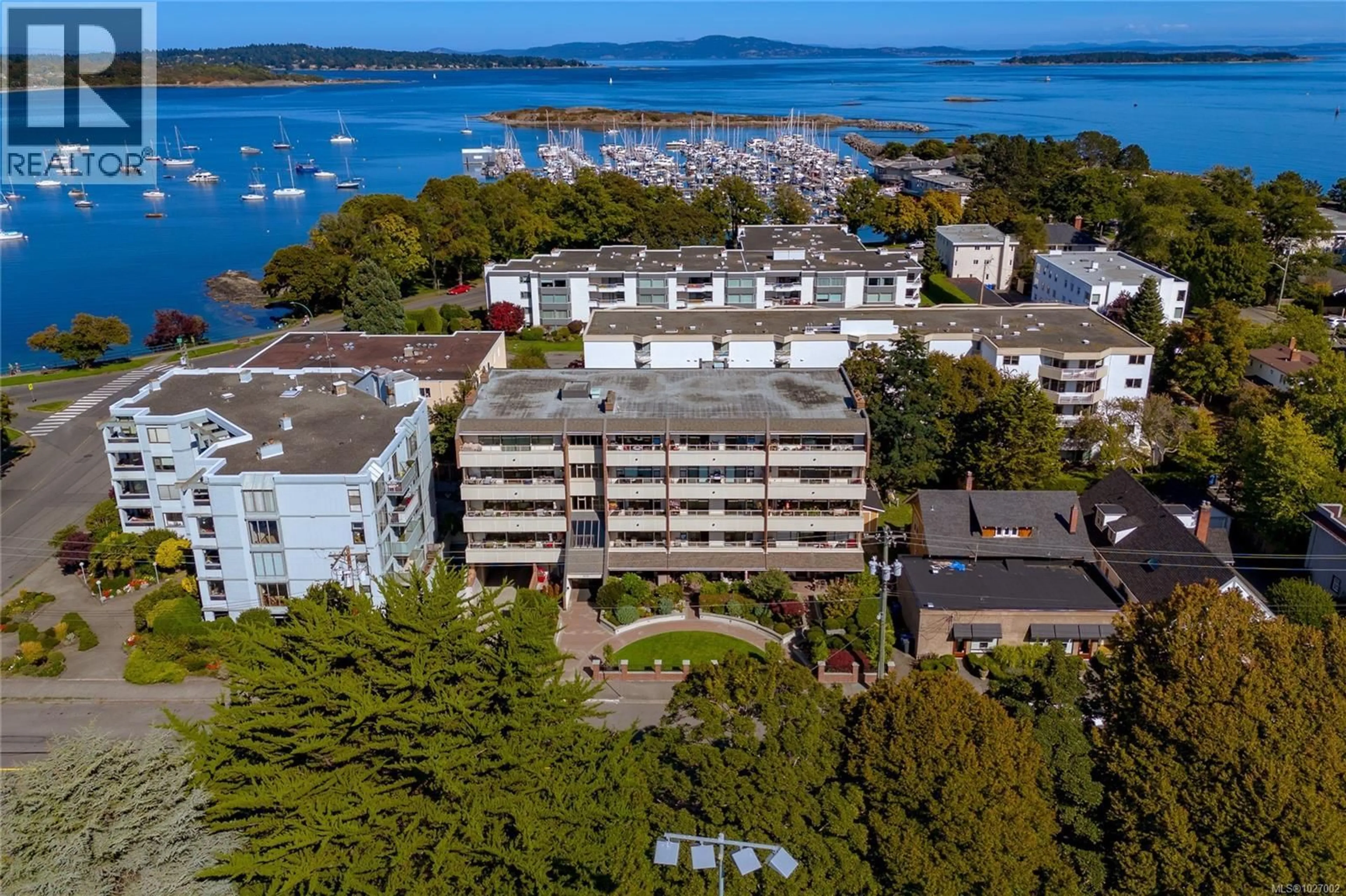 A pic from outside/outdoor area/front of a property/back of a property/a pic from drone, water/lake/river/ocean view for 503 - 1175 NEWPORT AVENUE, Oak Bay British Columbia V8S5E6