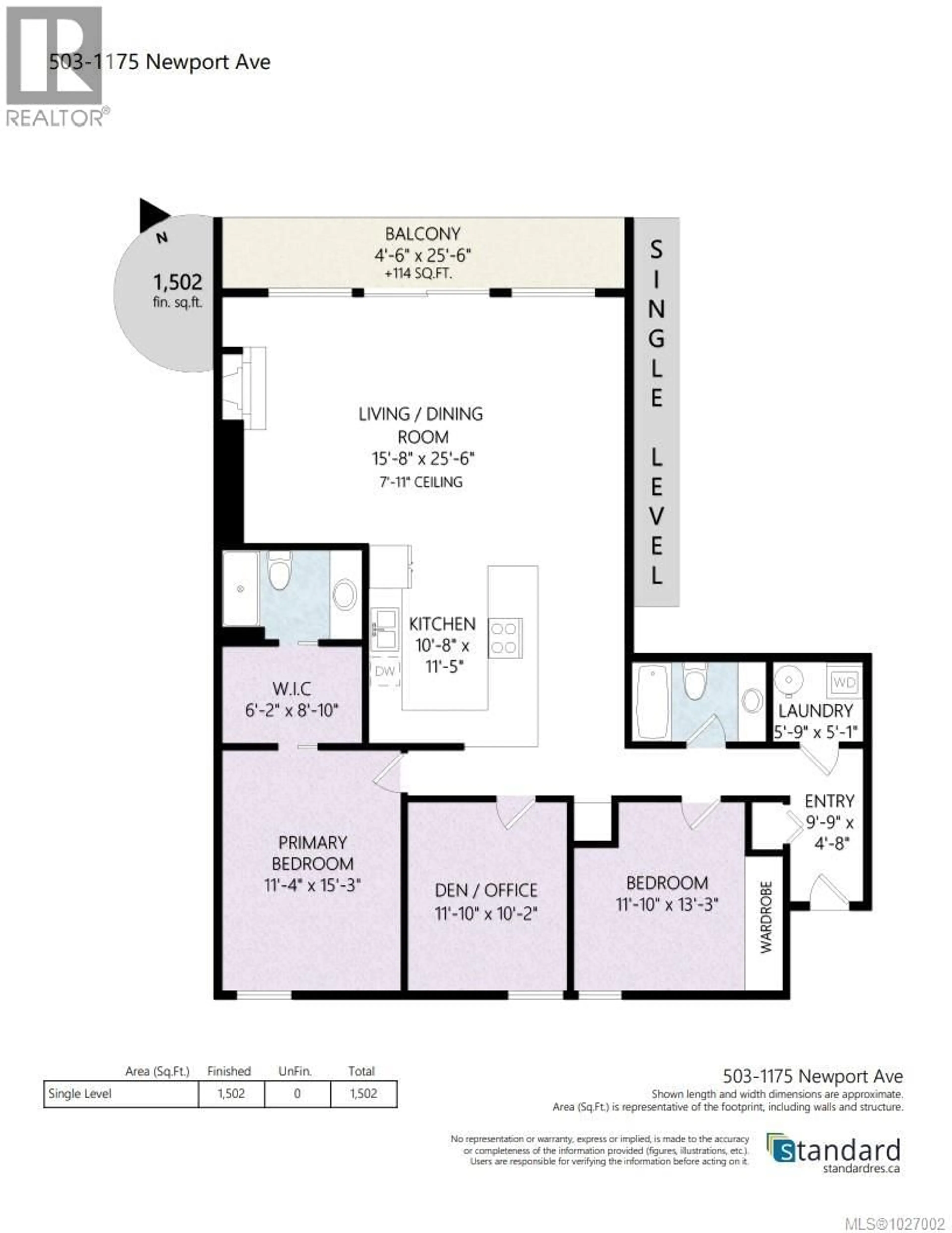 Floor plan for 503 - 1175 NEWPORT AVENUE, Oak Bay British Columbia V8S5E6