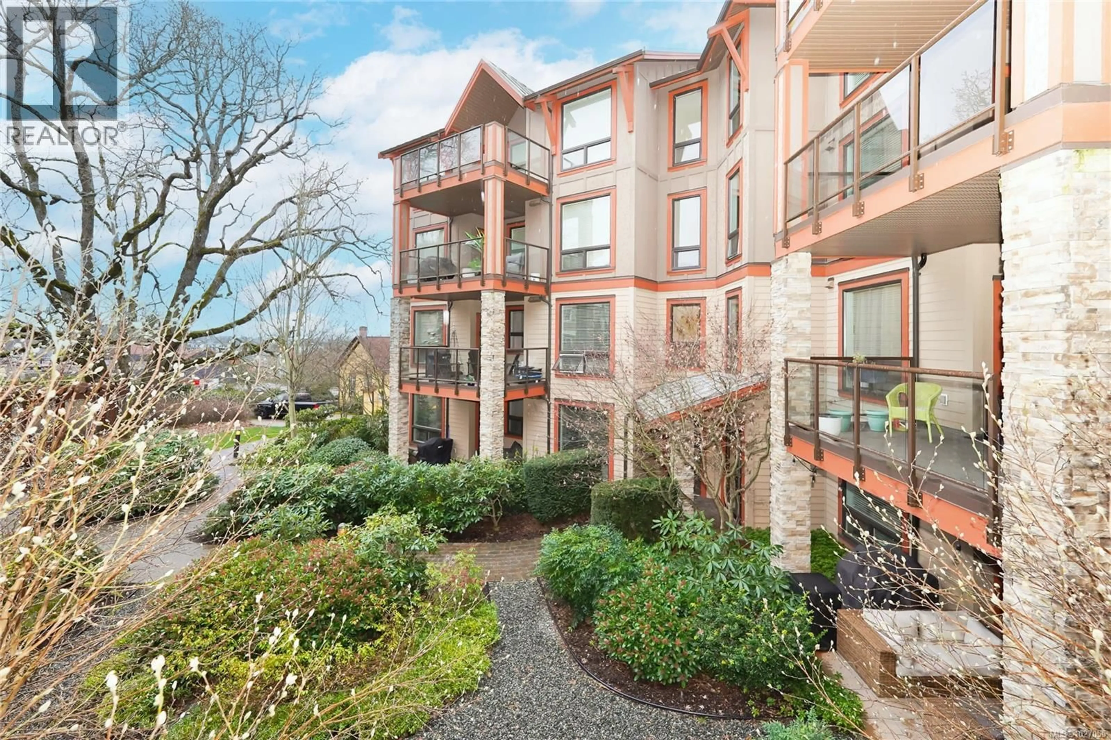 A pic from outside/outdoor area/front of a property/back of a property/a pic from drone, building for 208 - 4529 WEST SAANICH ROAD, Saanich British Columbia V8Z3G3