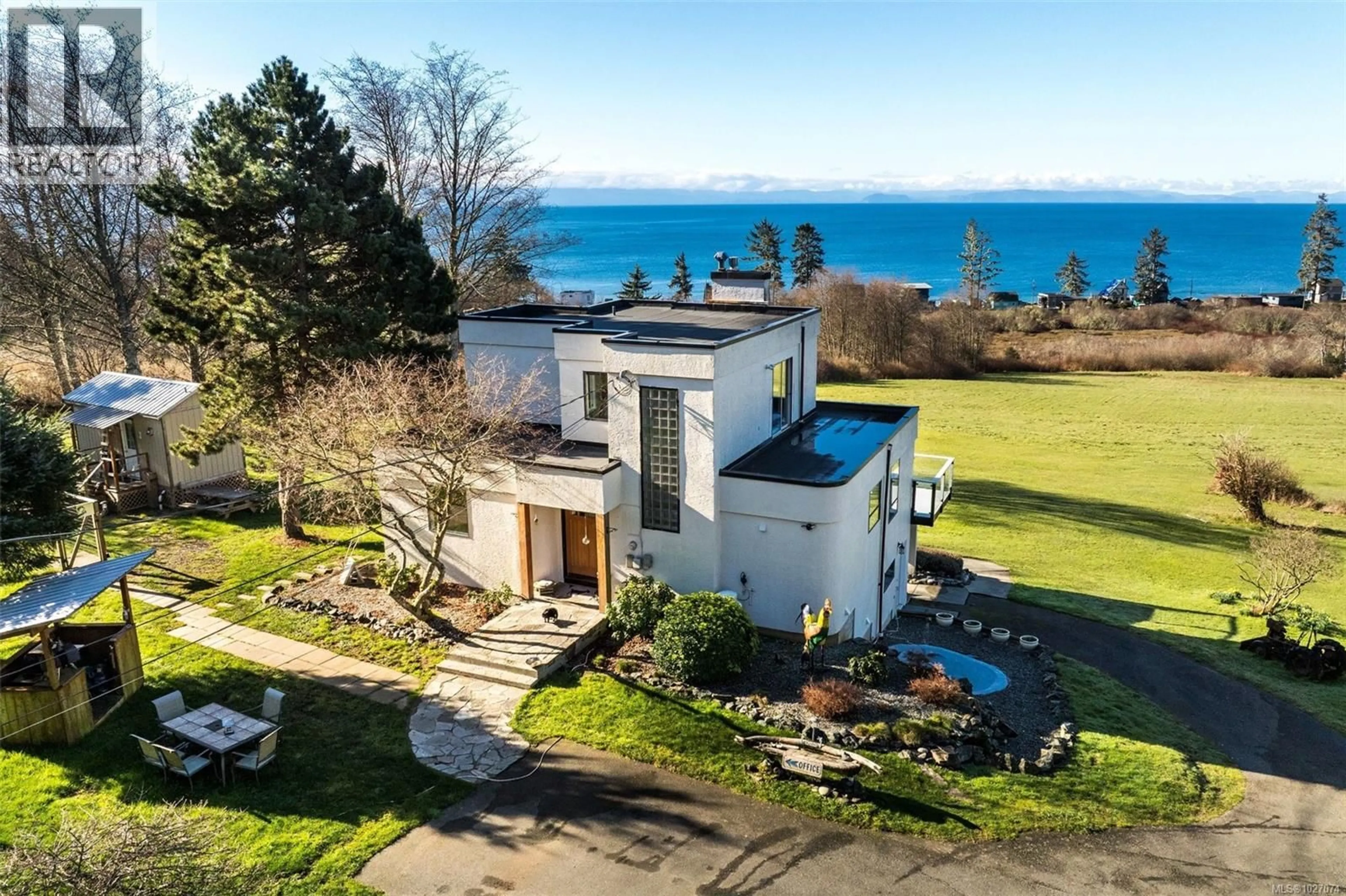 A pic from outside/outdoor area/front of a property/back of a property/a pic from drone, water/lake/river/ocean view for 4537 OTTER POINT ROAD, Sooke British Columbia V9Z0K4