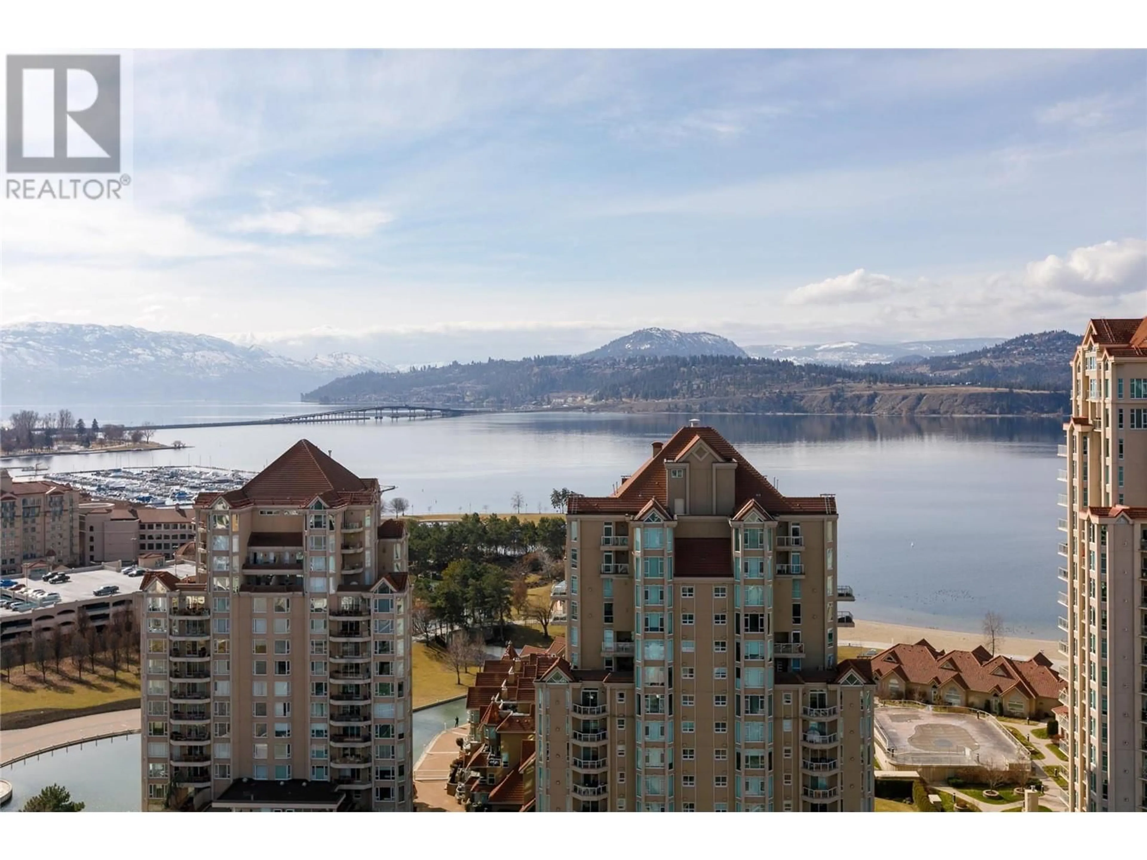 A pic from outside/outdoor area/front of a property/back of a property/a pic from drone, water/lake/river/ocean view for 1902 - 1151 SUNSET DRIVE, Kelowna British Columbia V1Y0G2