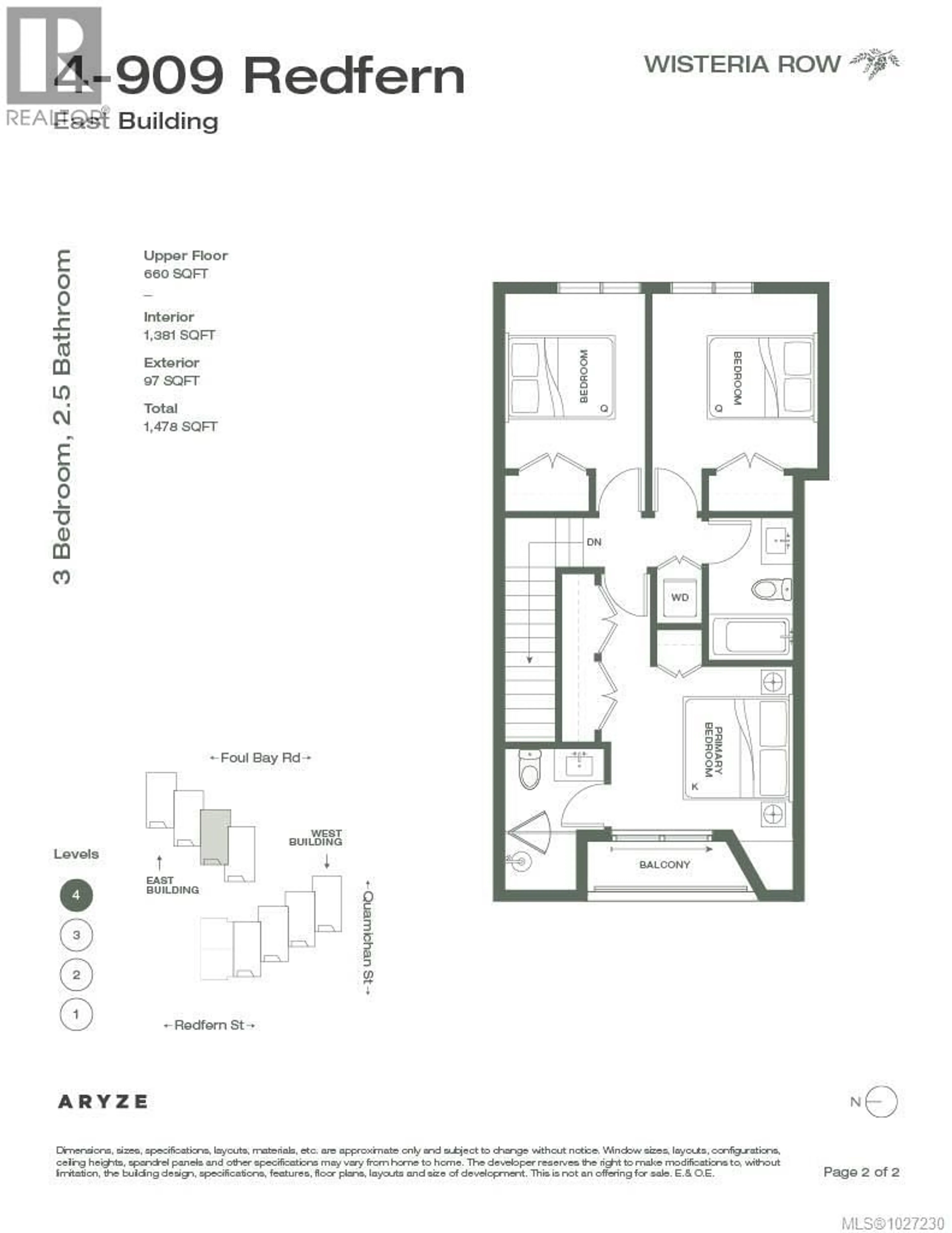 Floor plan for 4 - 909 REDFERN STREET, Victoria British Columbia V8S4G6