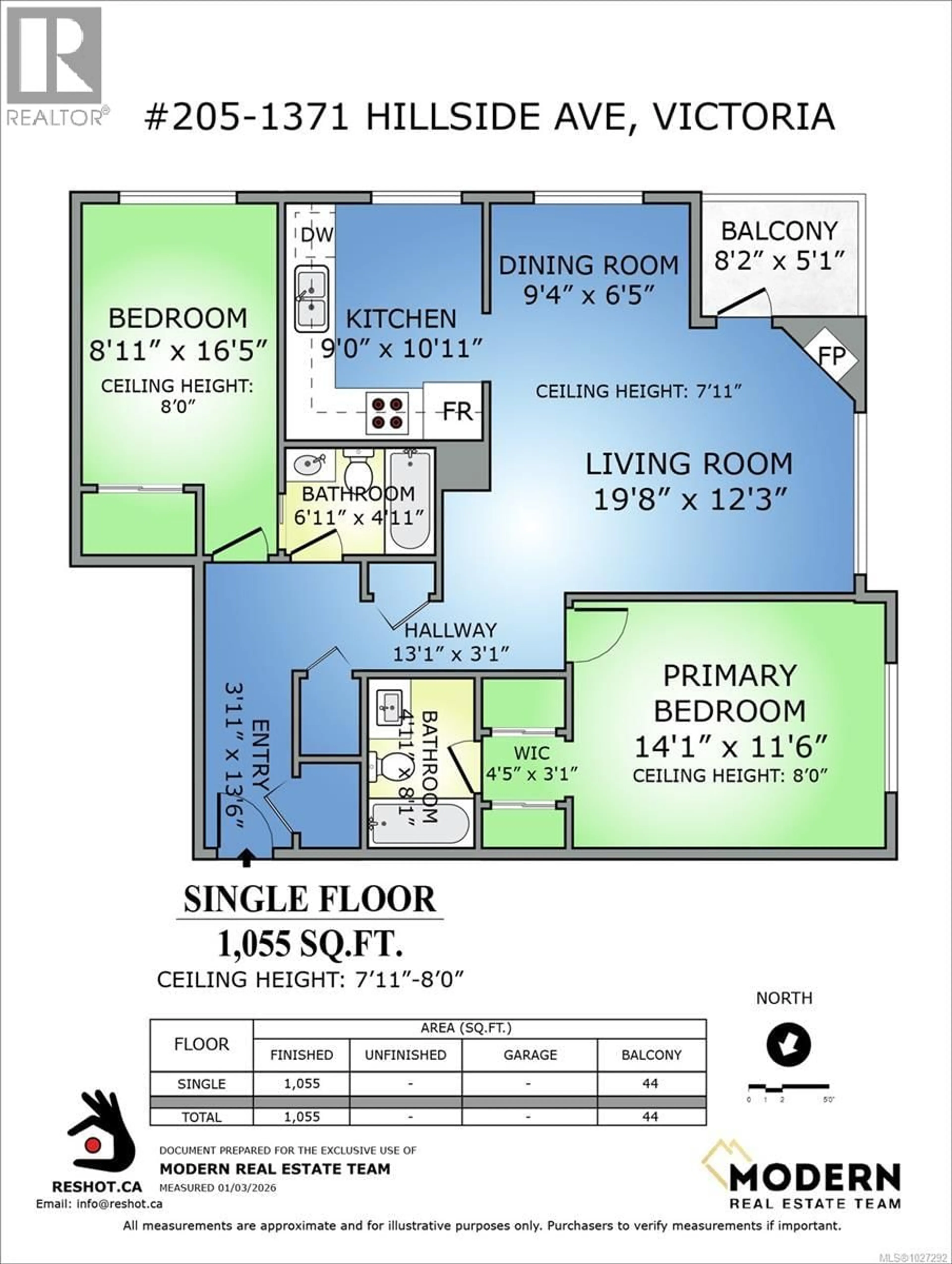Floor plan for 205 - 1371 HILLSIDE AVENUE, Victoria British Columbia V8T2B3