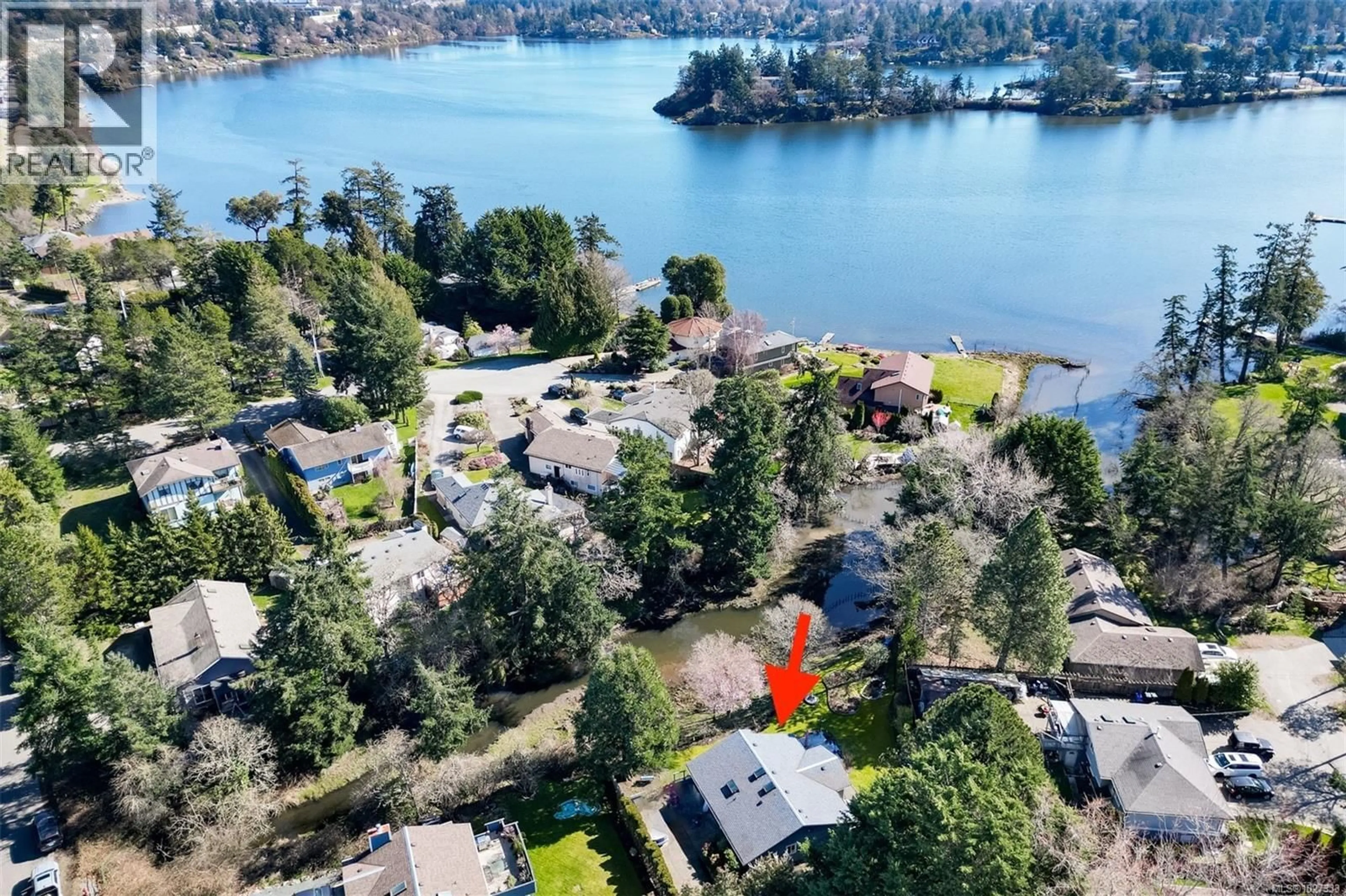 A pic from outside/outdoor area/front of a property/back of a property/a pic from drone, water/lake/river/ocean view for 156 ST. GILES STREET, View Royal British Columbia V8Z6Y6