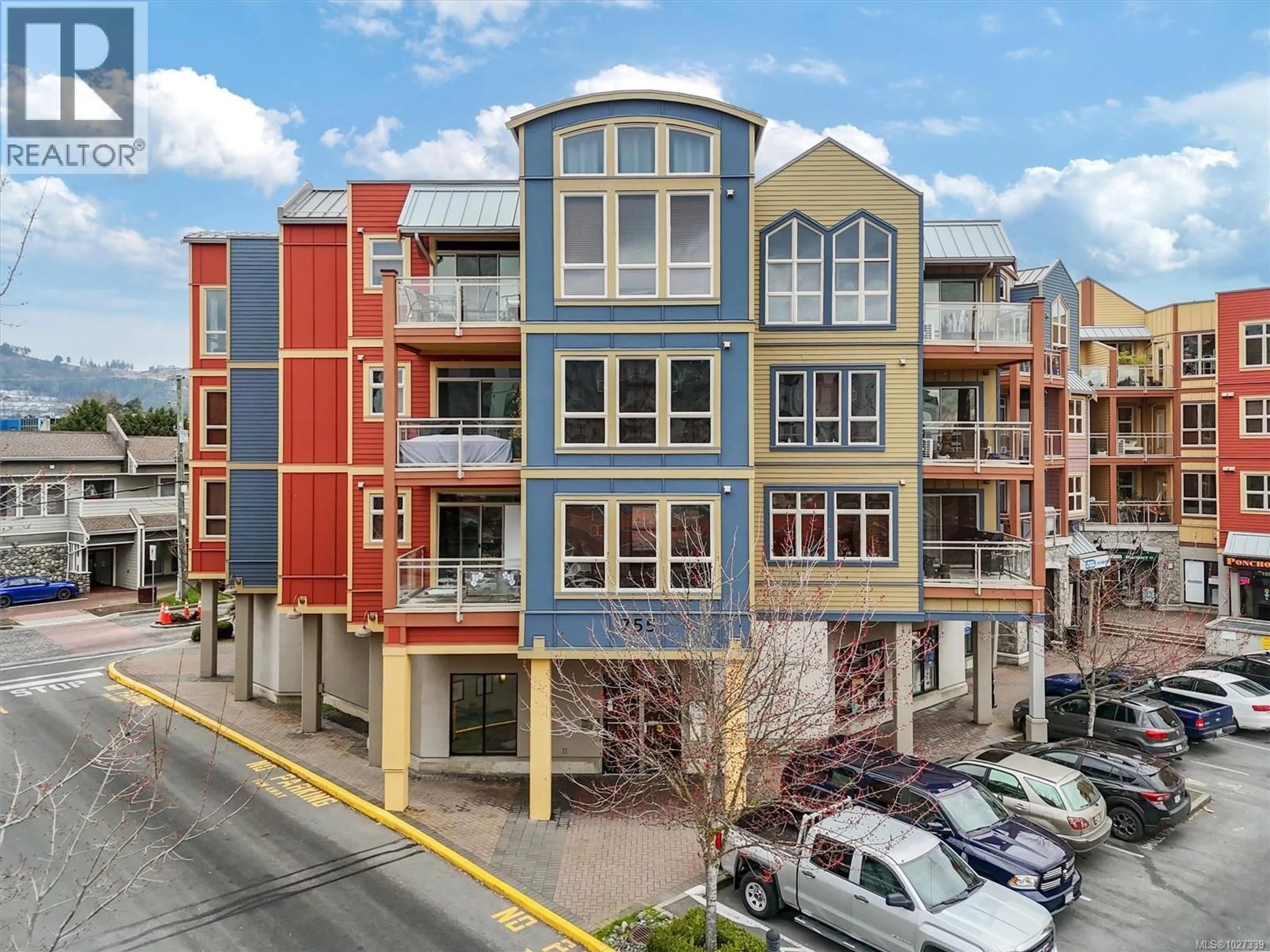 A pic from outside/outdoor area/front of a property/back of a property/a pic from drone, city buildings view from balcony for 300 - 755 GOLDSTREAM AVENUE, Langford British Columbia V9B0H9