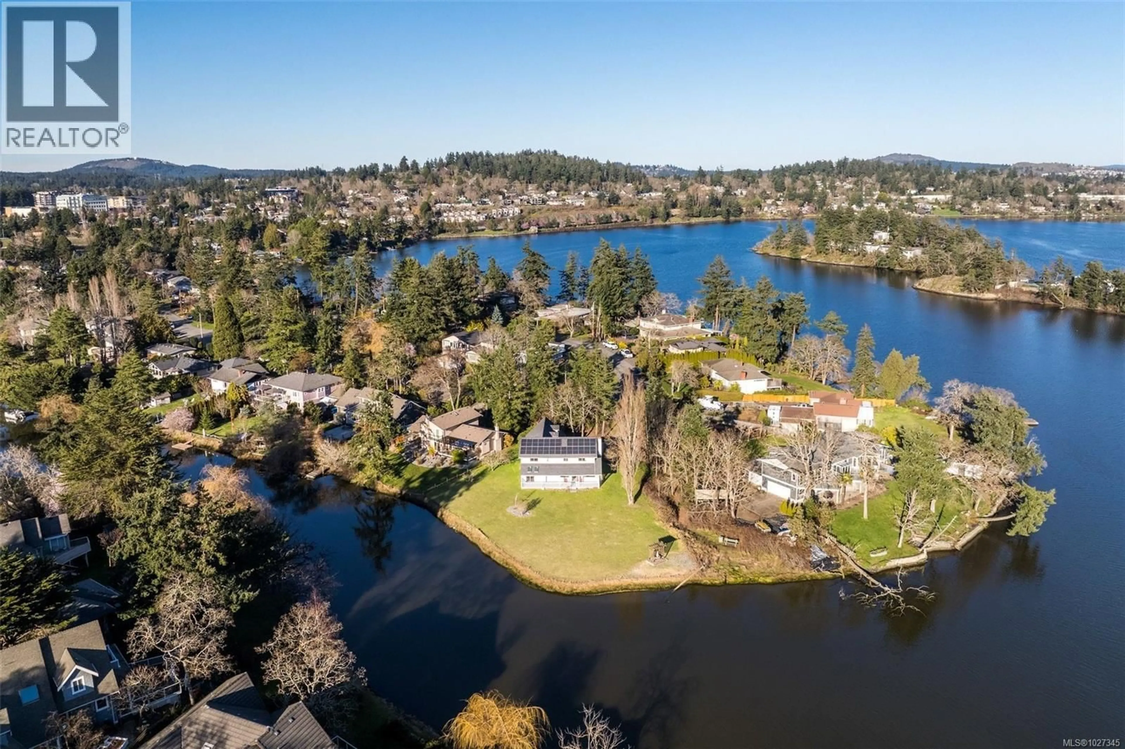 A pic from outside/outdoor area/front of a property/back of a property/a pic from drone, water/lake/river/ocean view for 87 KINGHAM PLACE, View Royal British Columbia V9B1L9