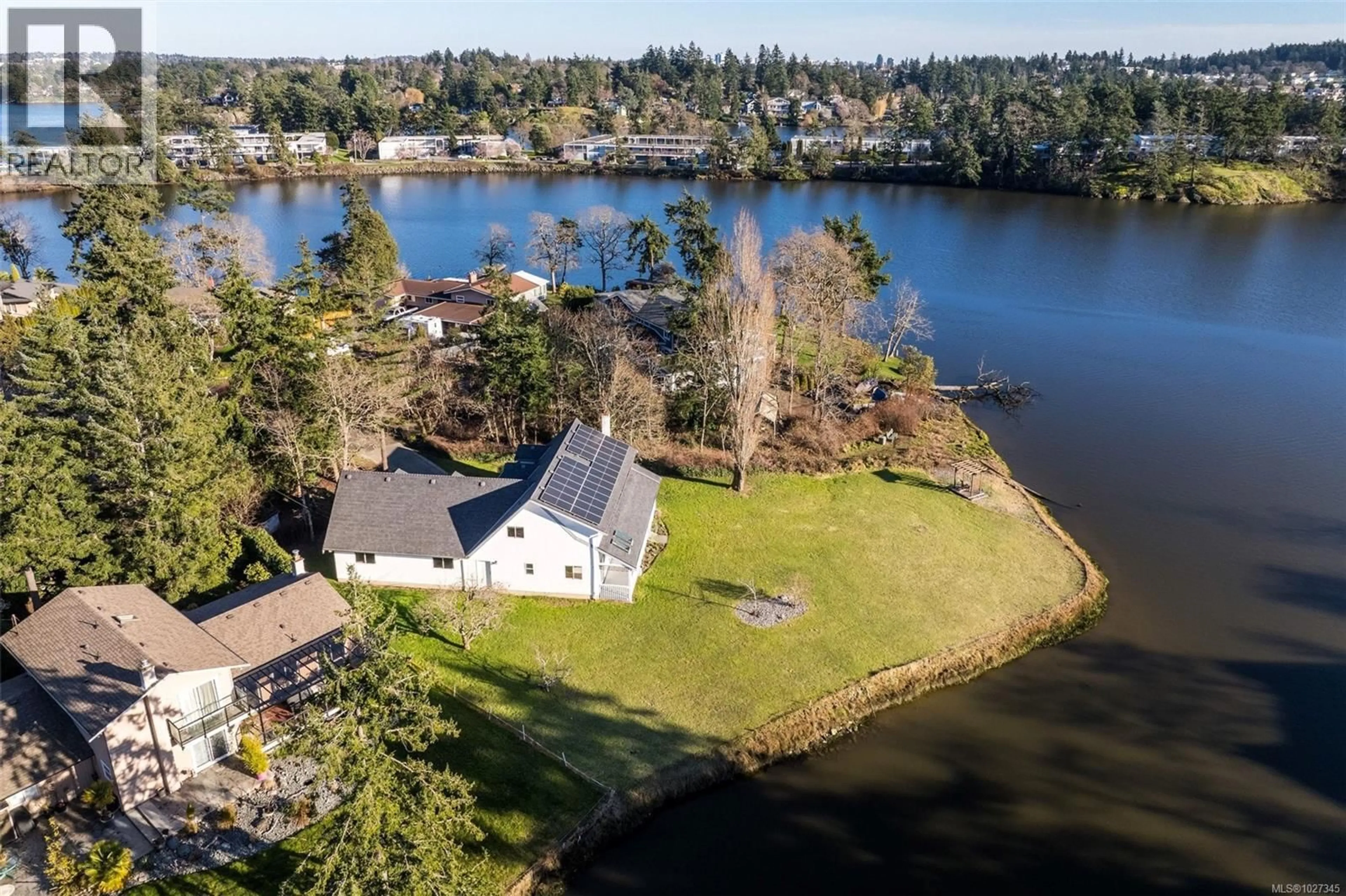 A pic from outside/outdoor area/front of a property/back of a property/a pic from drone, water/lake/river/ocean view for 87 KINGHAM PLACE, View Royal British Columbia V9B1L9