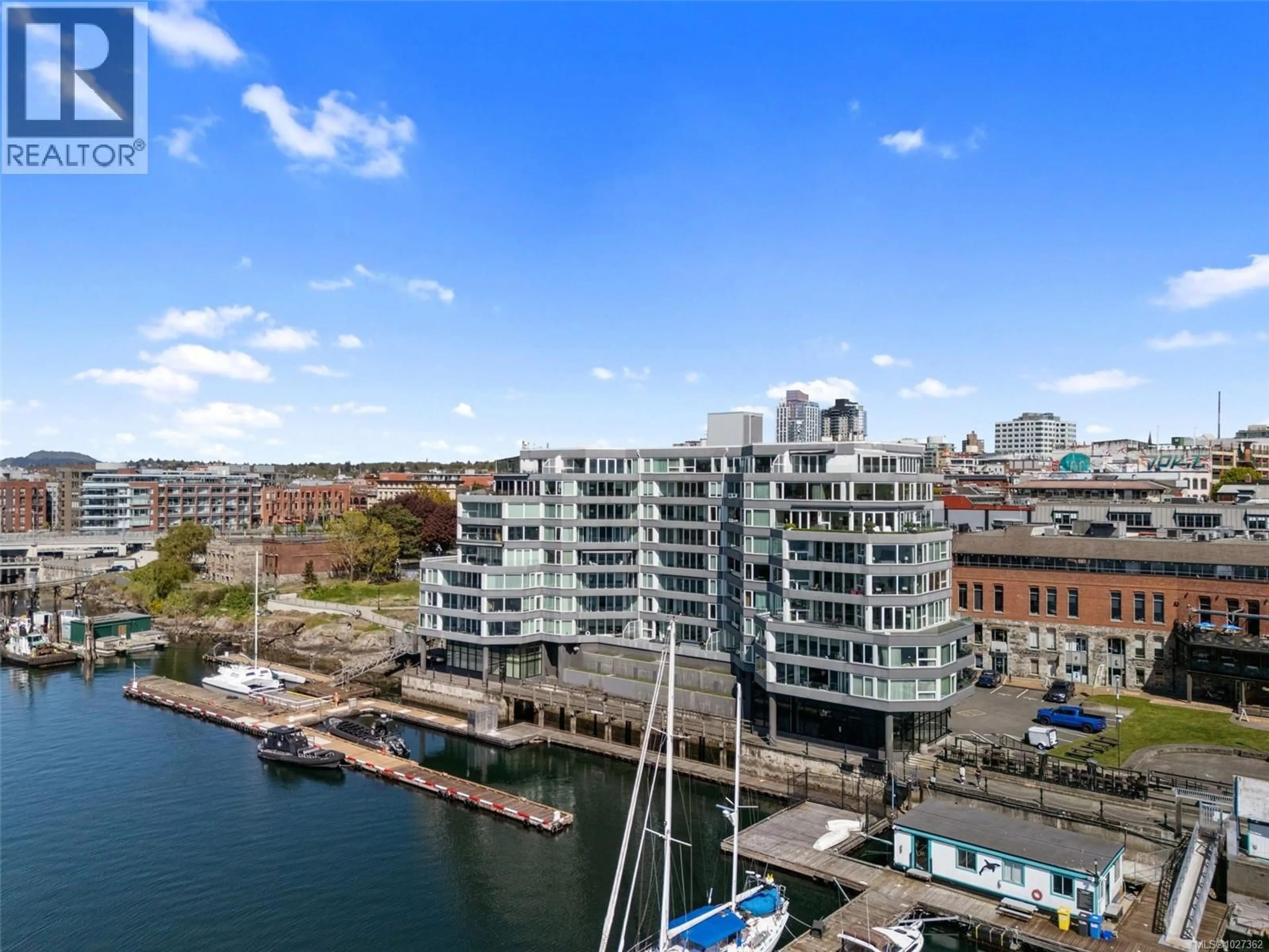 A pic from outside/outdoor area/front of a property/back of a property/a pic from drone, water/lake/river/ocean view for 605 - 1234 WHARF STREET, Victoria British Columbia V8W3H9