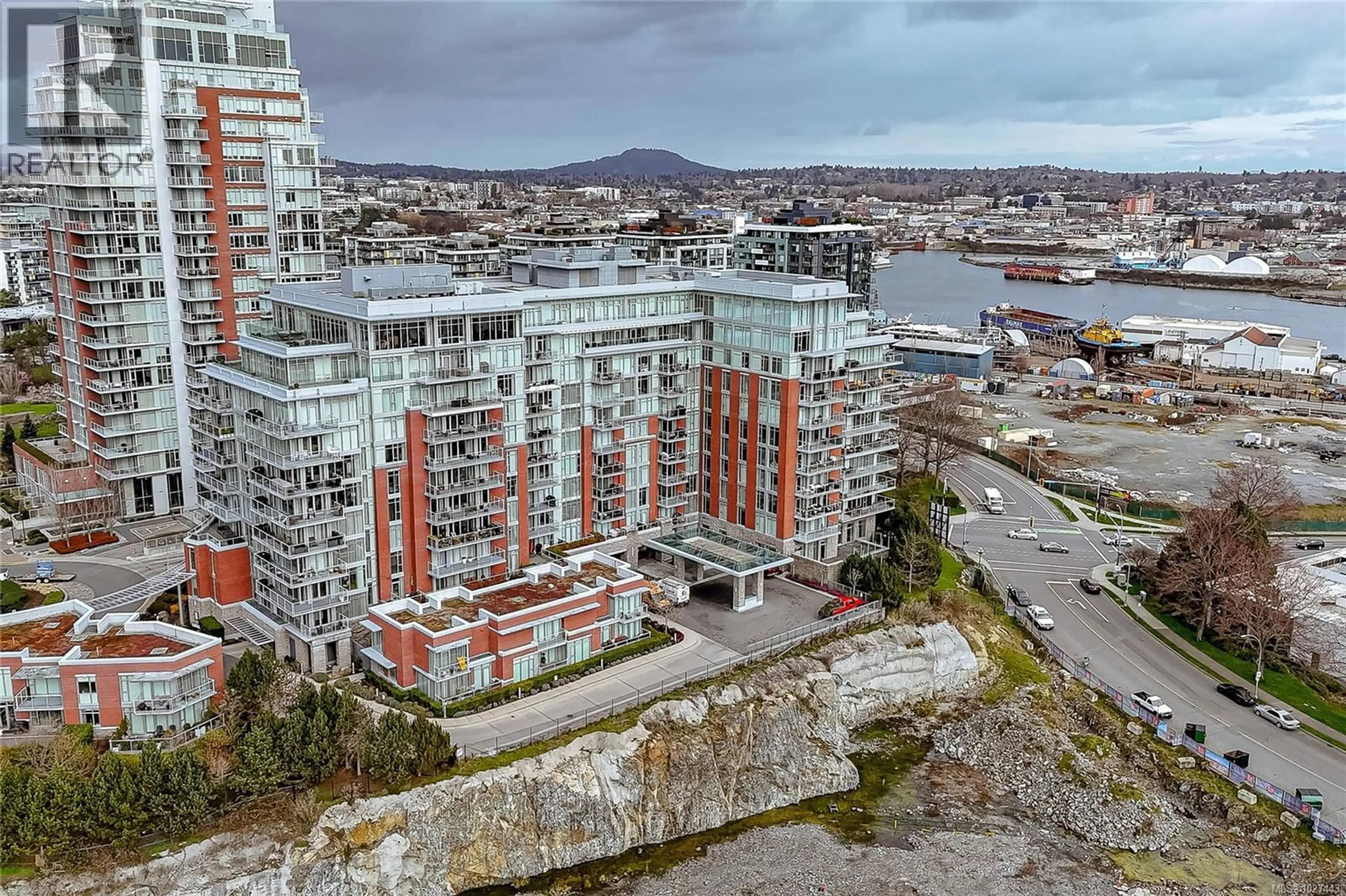 A pic from outside/outdoor area/front of a property/back of a property/a pic from drone, city buildings view from balcony for 606 - 100 SAGHALIE ROAD, Victoria British Columbia V9A0A1