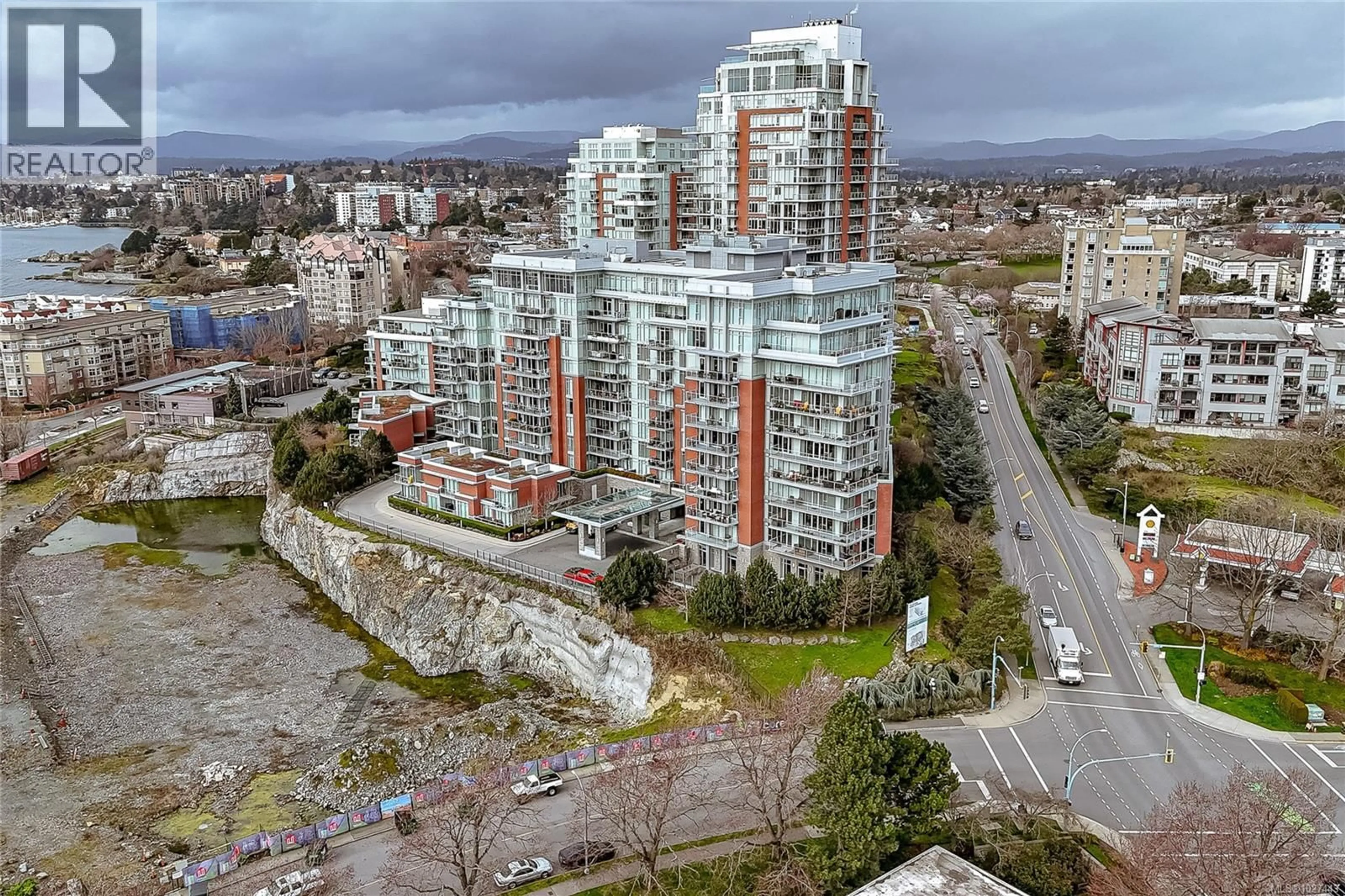 A pic from outside/outdoor area/front of a property/back of a property/a pic from drone, city buildings view from balcony for 606 - 100 SAGHALIE ROAD, Victoria British Columbia V9A0A1