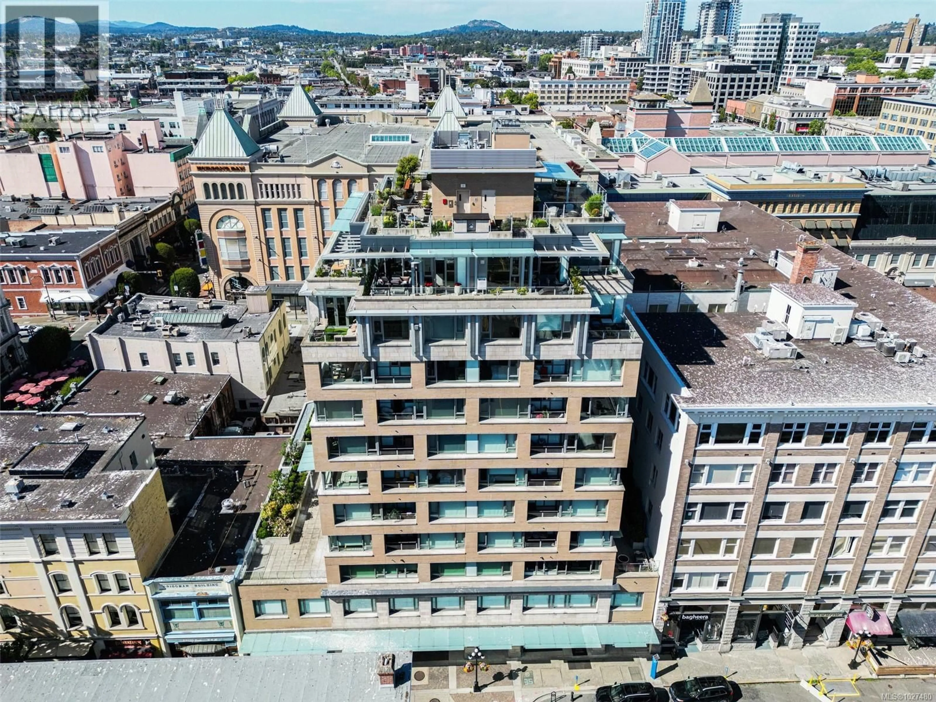 A pic from outside/outdoor area/front of a property/back of a property/a pic from drone, city buildings view from balcony for 504 - 608 BROUGHTON STREET, Victoria British Columbia V8W1C7