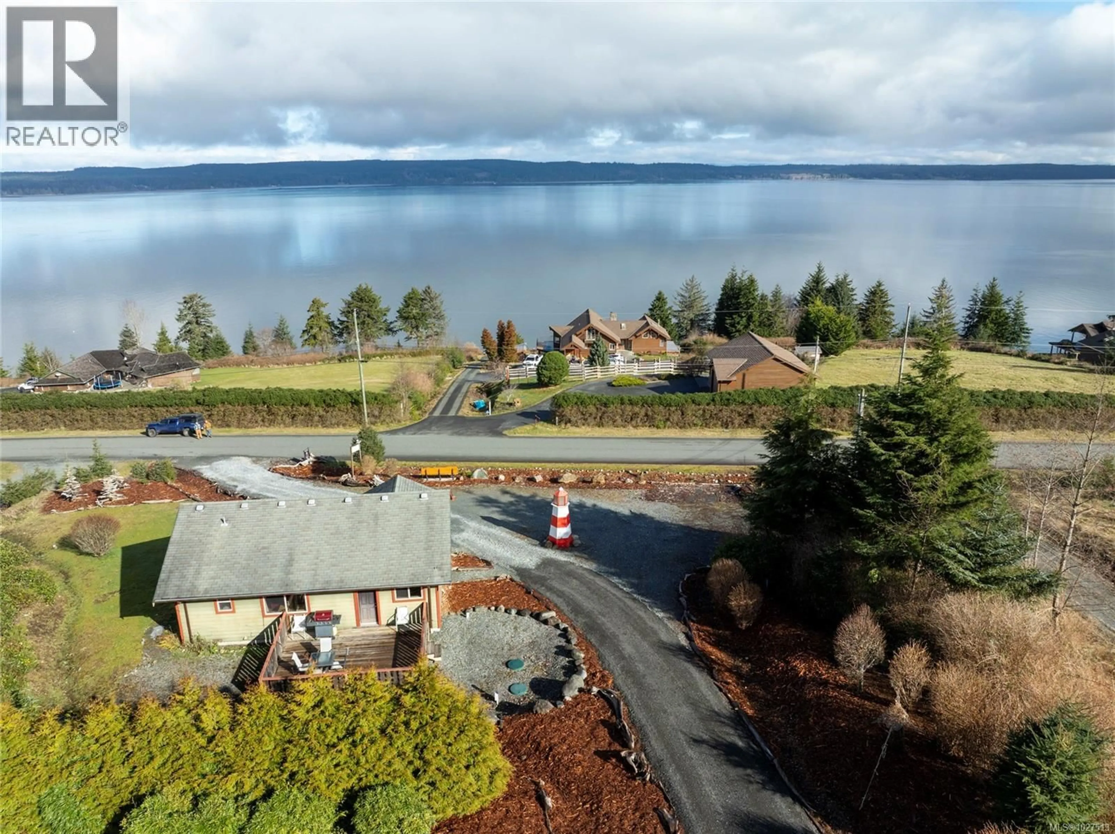 A pic from outside/outdoor area/front of a property/back of a property/a pic from drone, water/lake/river/ocean view for 805 LANQVIST ROAD, Hyde Creek British Columbia V0N2R0