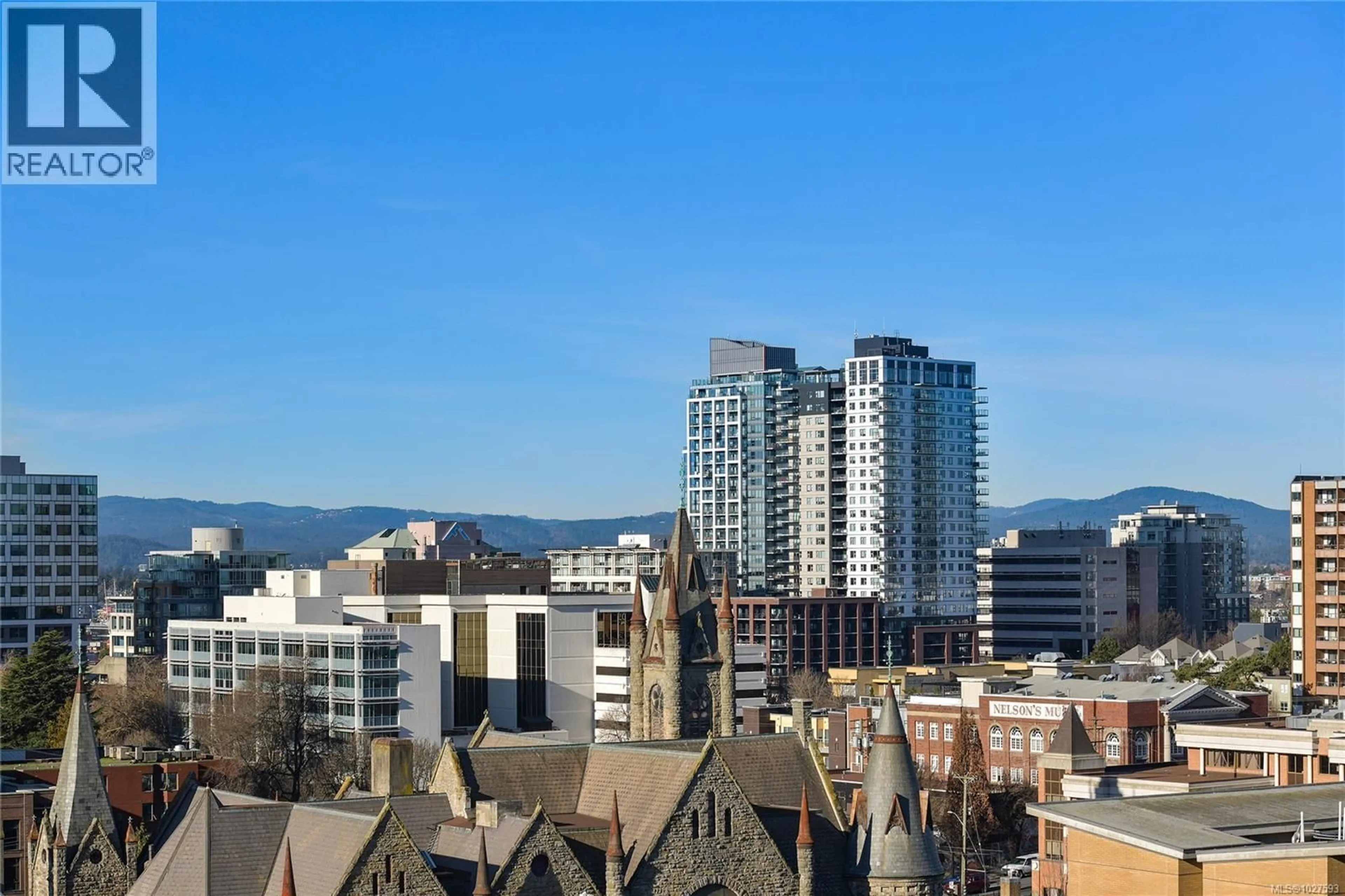 A pic from outside/outdoor area/front of a property/back of a property/a pic from drone, city buildings view from balcony for 1010 - 989 JOHNSON STREET, Victoria British Columbia V8V0E3