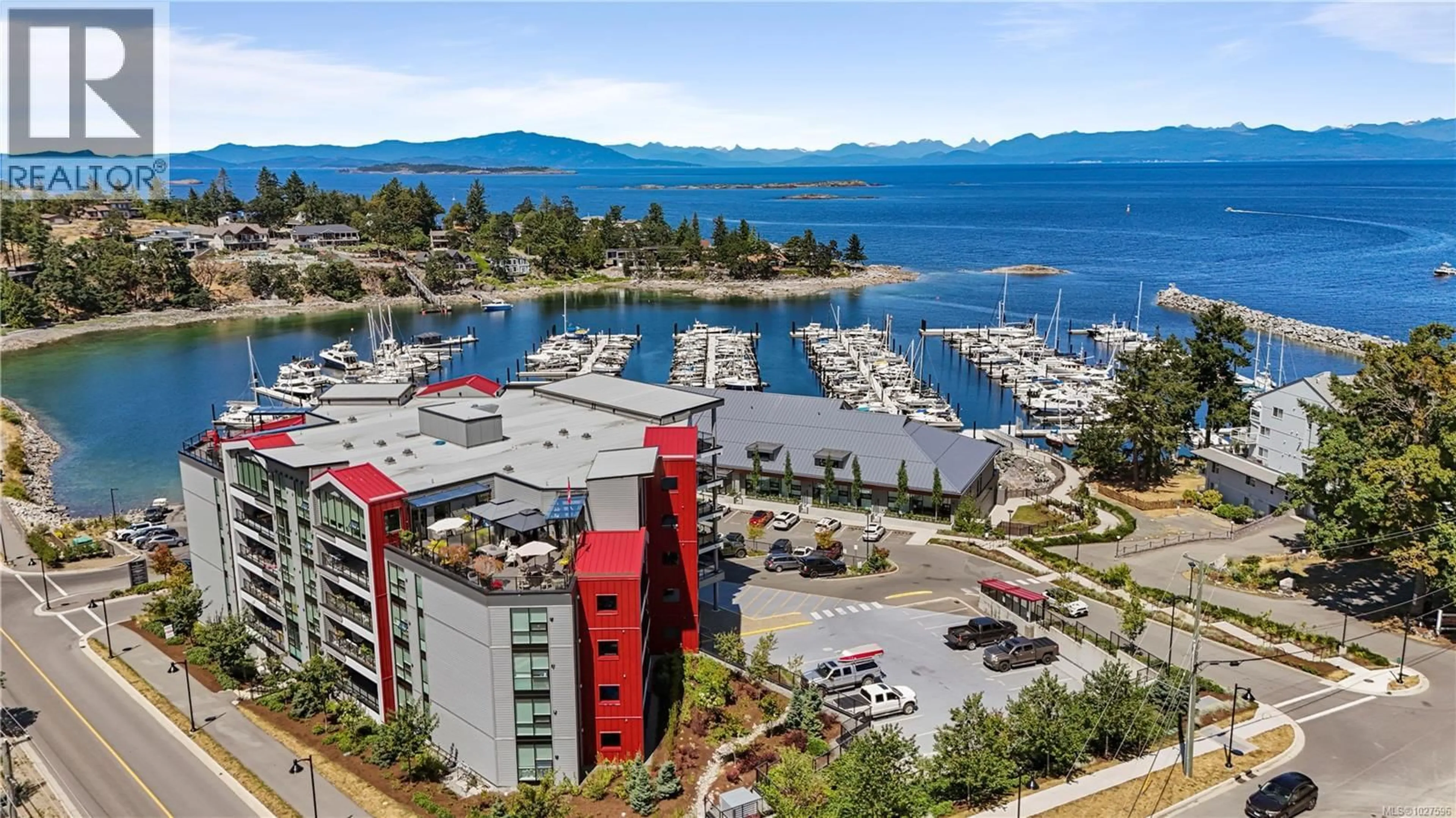 A pic from outside/outdoor area/front of a property/back of a property/a pic from drone, water/lake/river/ocean view for 604 - 3529 DOLPHIN DRIVE, Nanoose Bay British Columbia V9P9J7