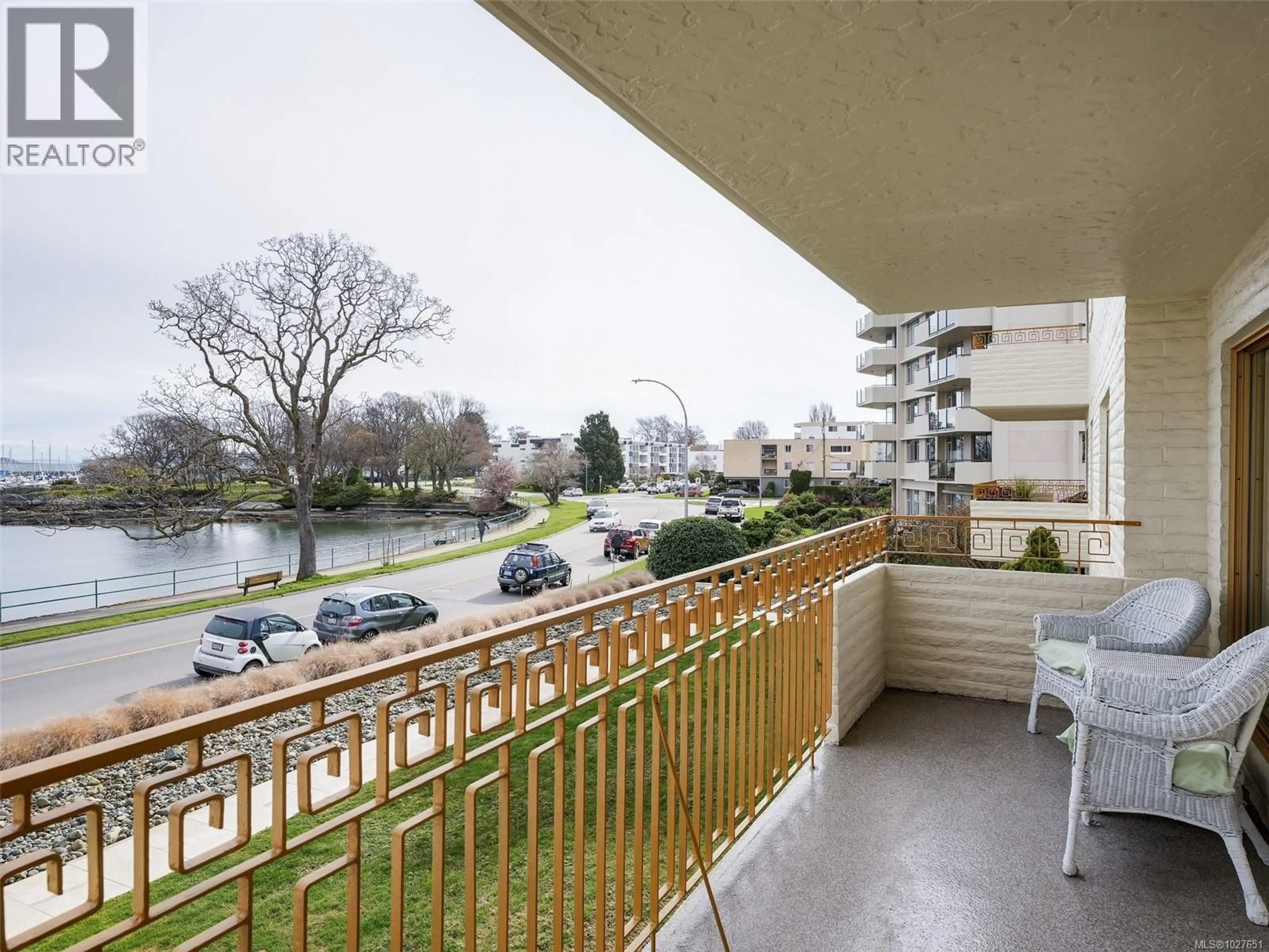 Balcony in the apartment, city buildings view from balcony for 202 - 1440 BEACH DRIVE, Oak Bay British Columbia V8S2N8
