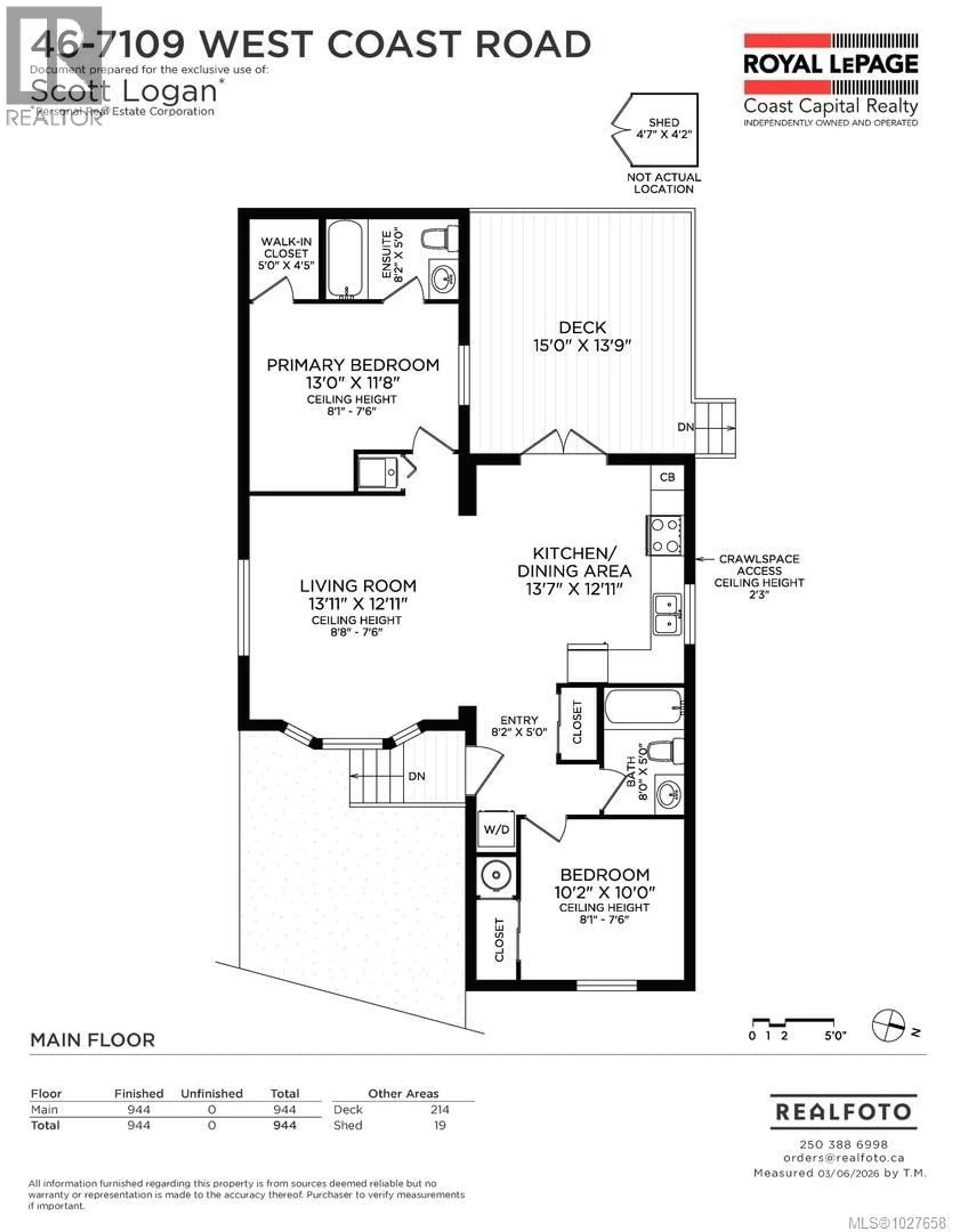 Floor plan for 46 - 7109 WEST COAST ROAD, Sooke British Columbia V9Z1G1