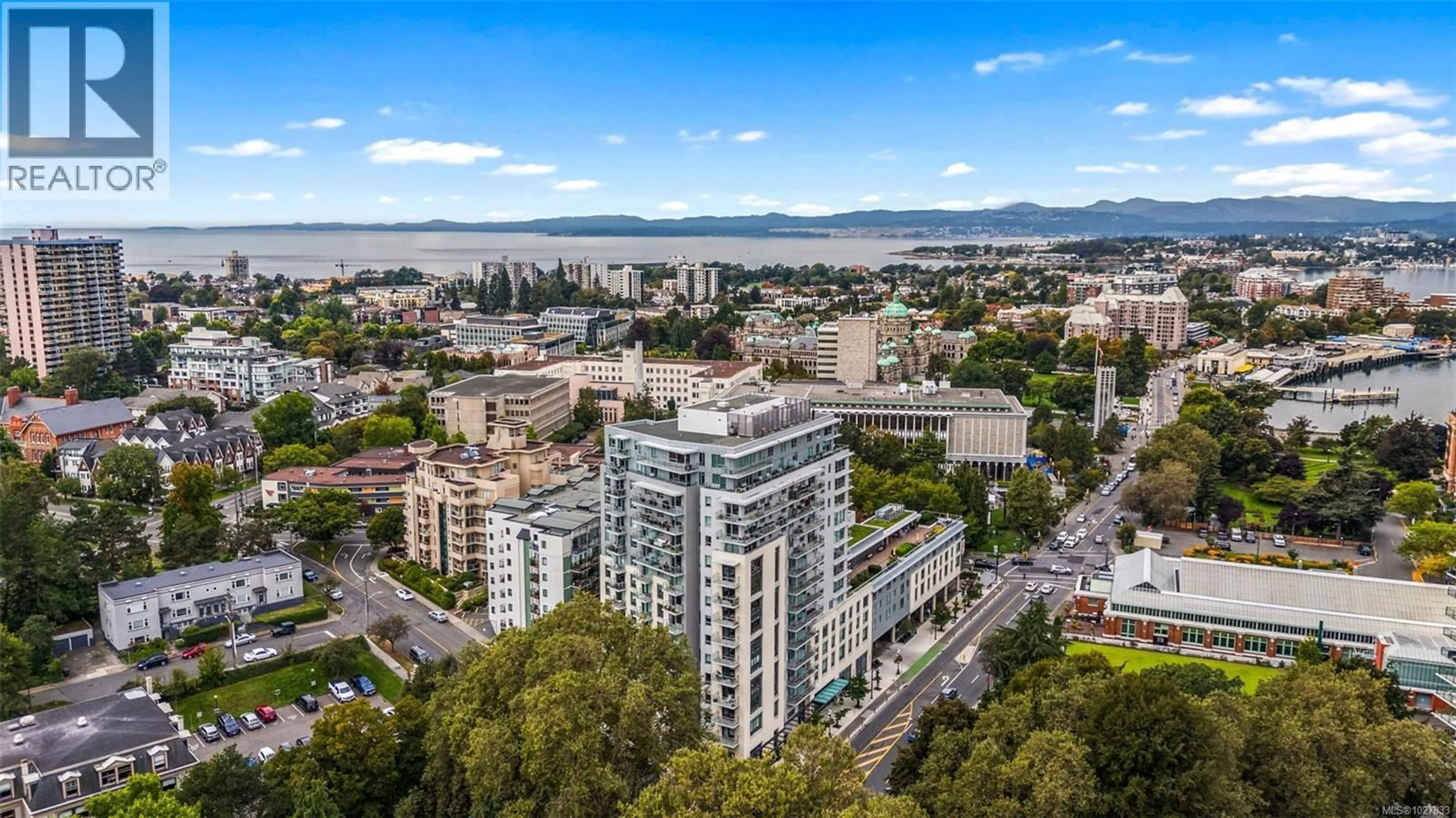 A pic from outside/outdoor area/front of a property/back of a property/a pic from drone, city buildings view from balcony for 1501 - 777 BELLEVILLE STREET, Victoria British Columbia V8W0G1