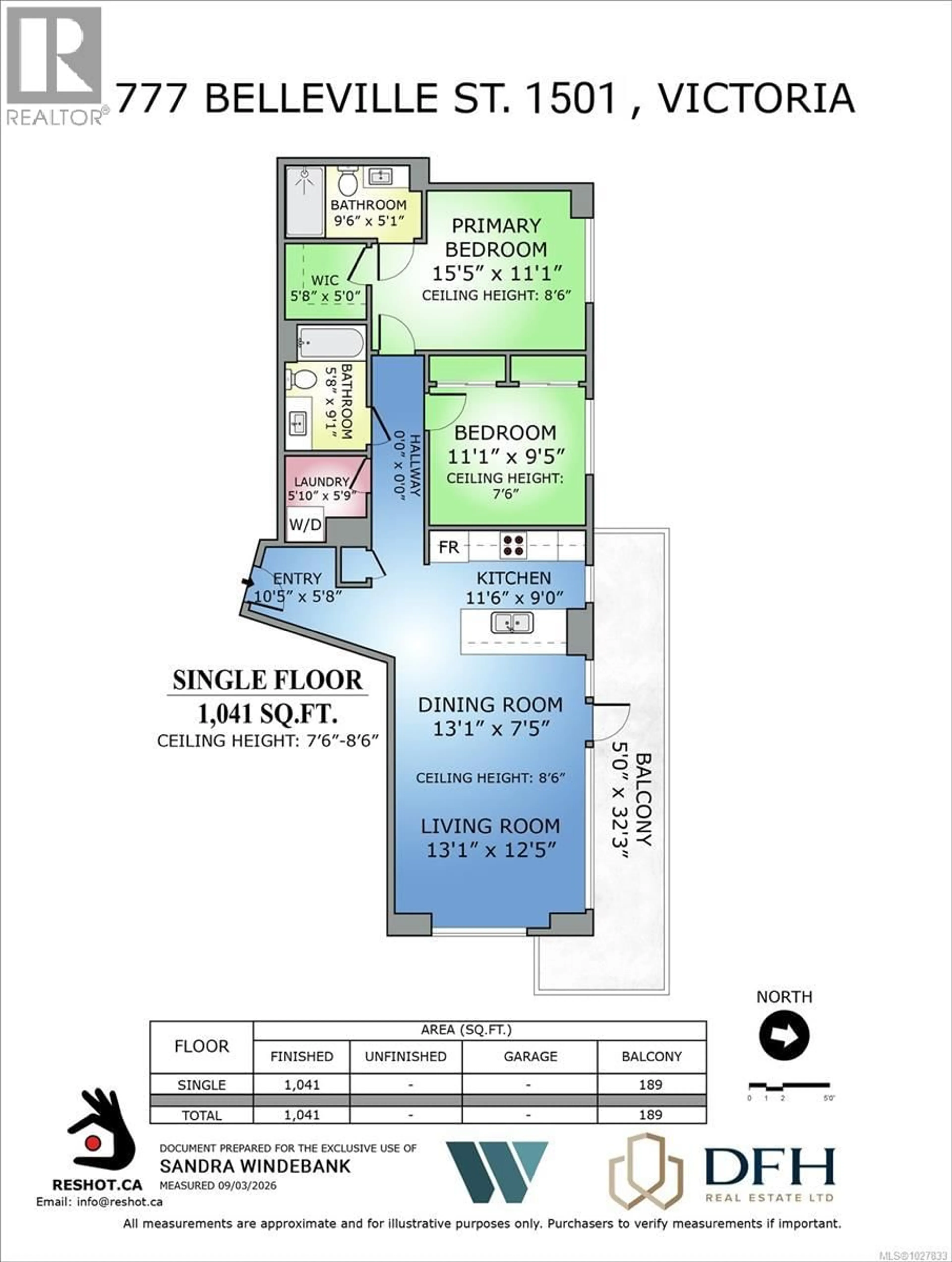 Floor plan for 1501 - 777 BELLEVILLE STREET, Victoria British Columbia V8W0G1