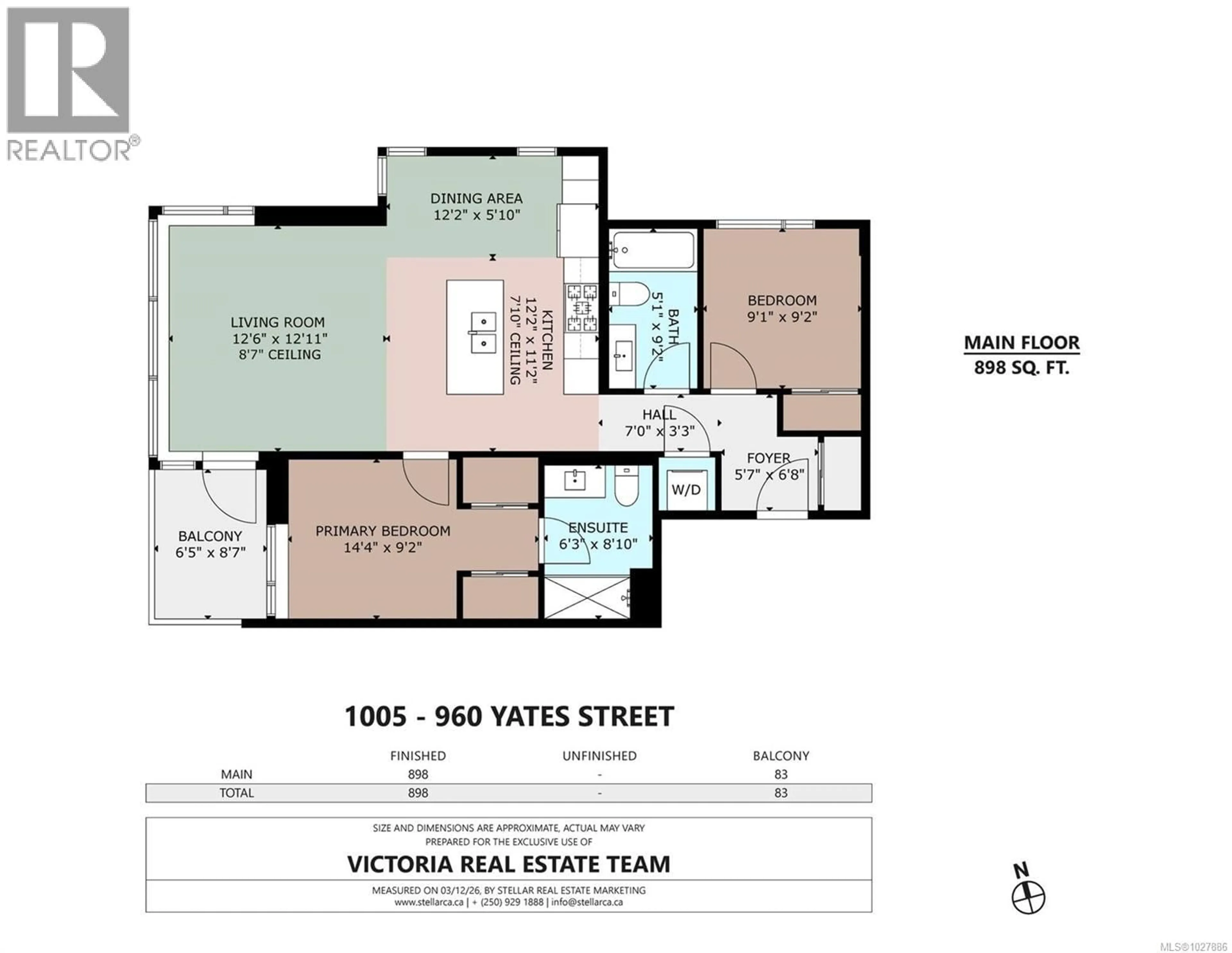 Floor plan for 1005 - 960 YATES STREET, Victoria British Columbia V8V3M3