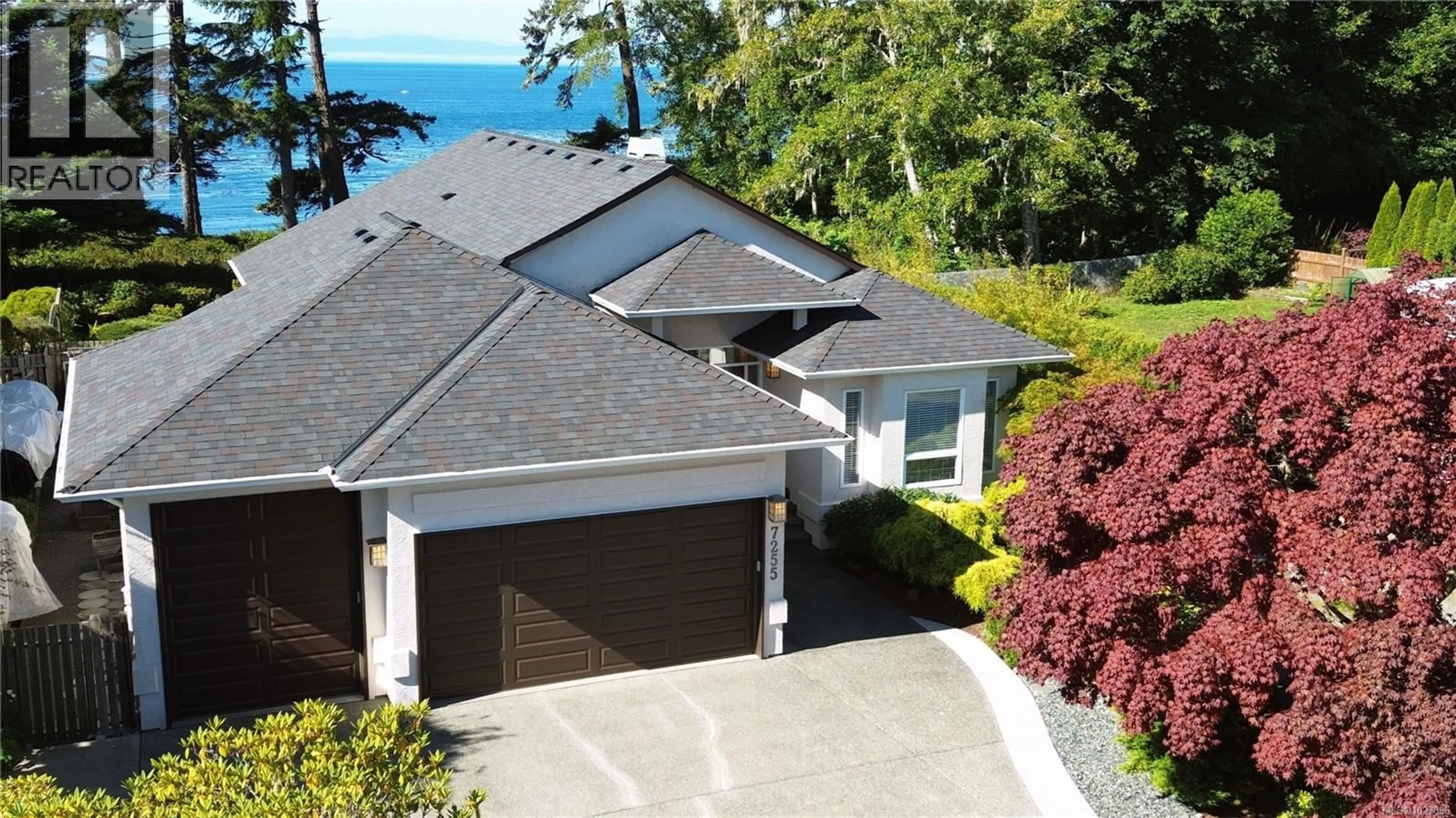 A pic from outside/outdoor area/front of a property/back of a property/a pic from drone, water/lake/river/ocean view for 7255 BETHANY PLACE, Sooke British Columbia V9Z0Z8