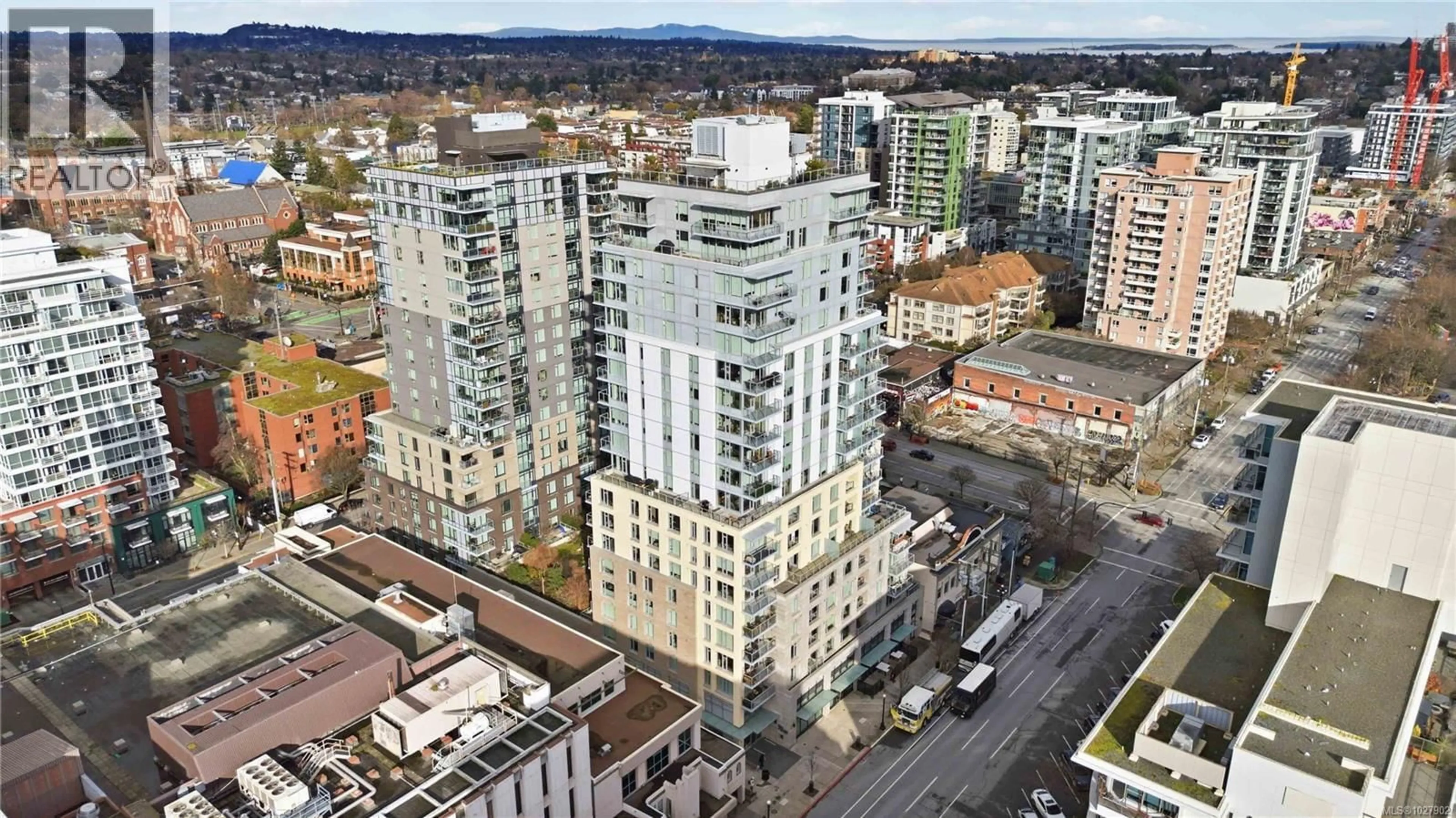 A pic from outside/outdoor area/front of a property/back of a property/a pic from drone, city buildings view from balcony for 1001 - 848 YATES STREET, Victoria British Columbia V8W0G2