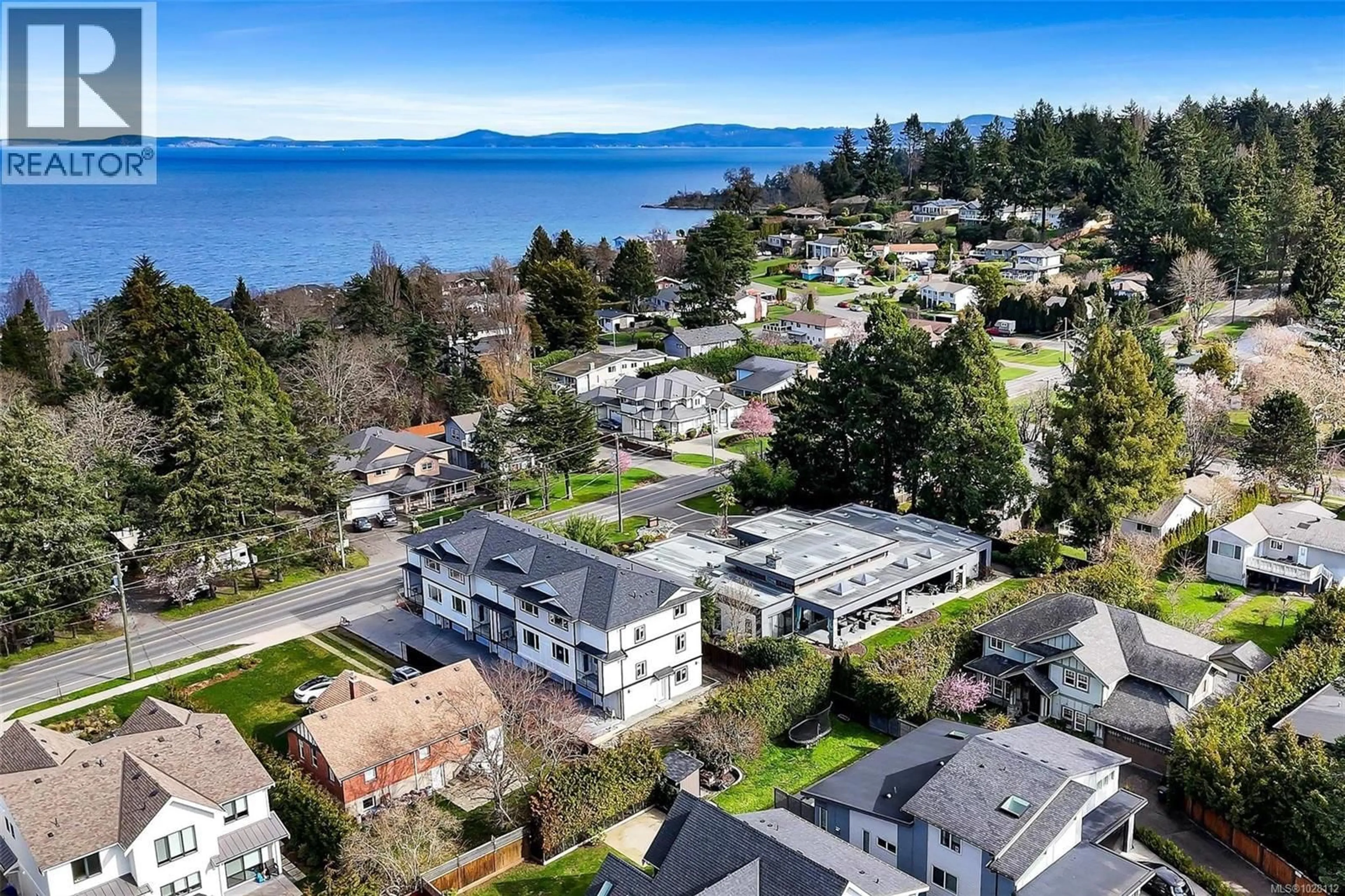 A pic from outside/outdoor area/front of a property/back of a property/a pic from drone, water/lake/river/ocean view for 4 - 1559 ASH ROAD, Saanich British Columbia V8N2S9