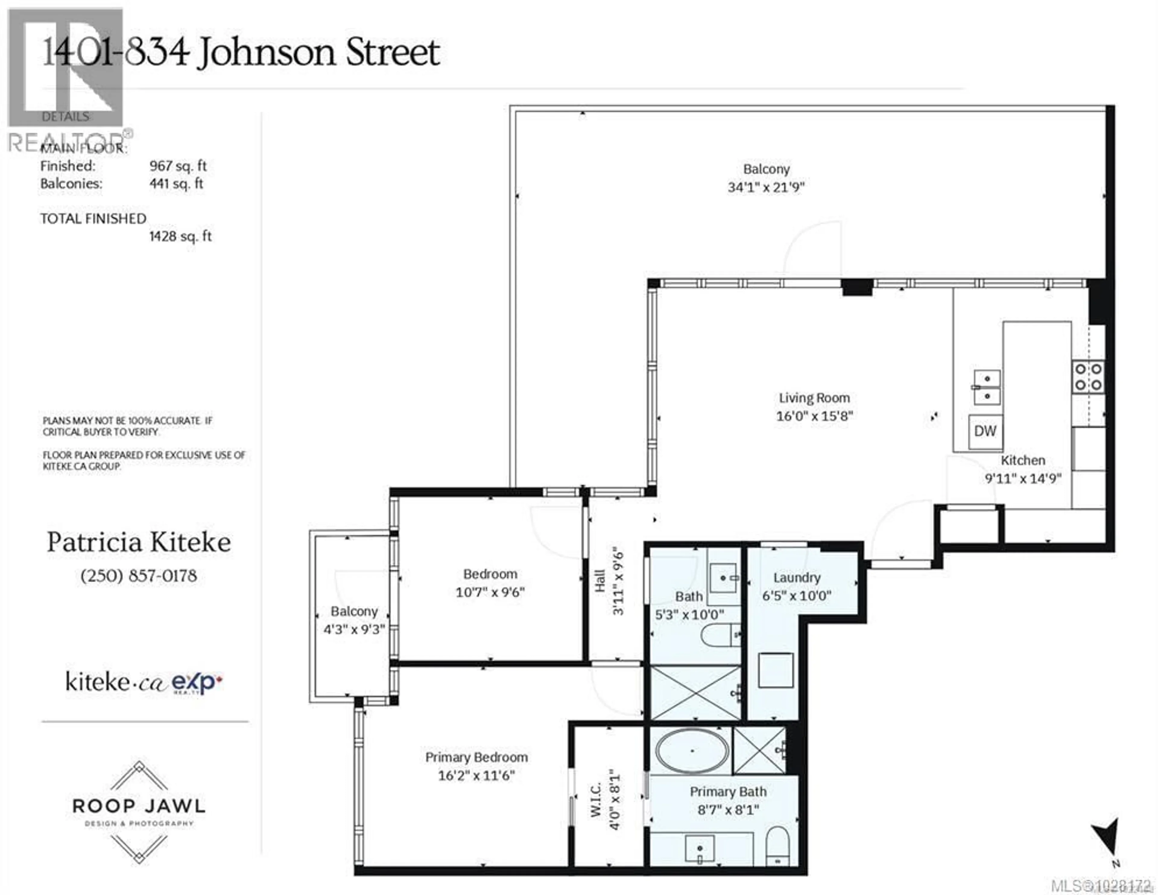 Floor plan for 1401 - 834 JOHNSON STREET, Victoria British Columbia V8W1N3