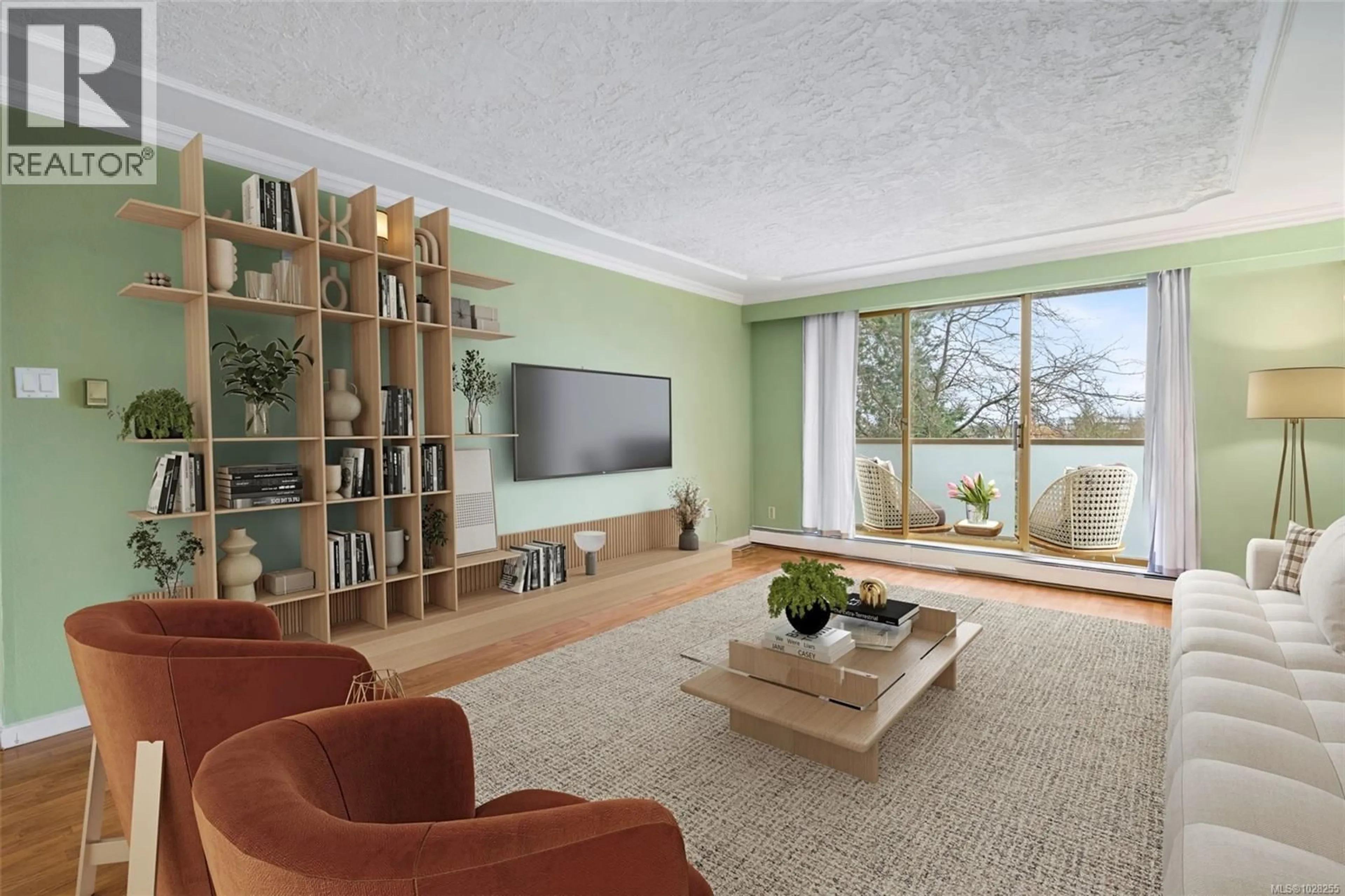 Living room with furniture, wood/laminate floor for 227 - 1025 INVERNESS ROAD, Saanich British Columbia V8X2S2