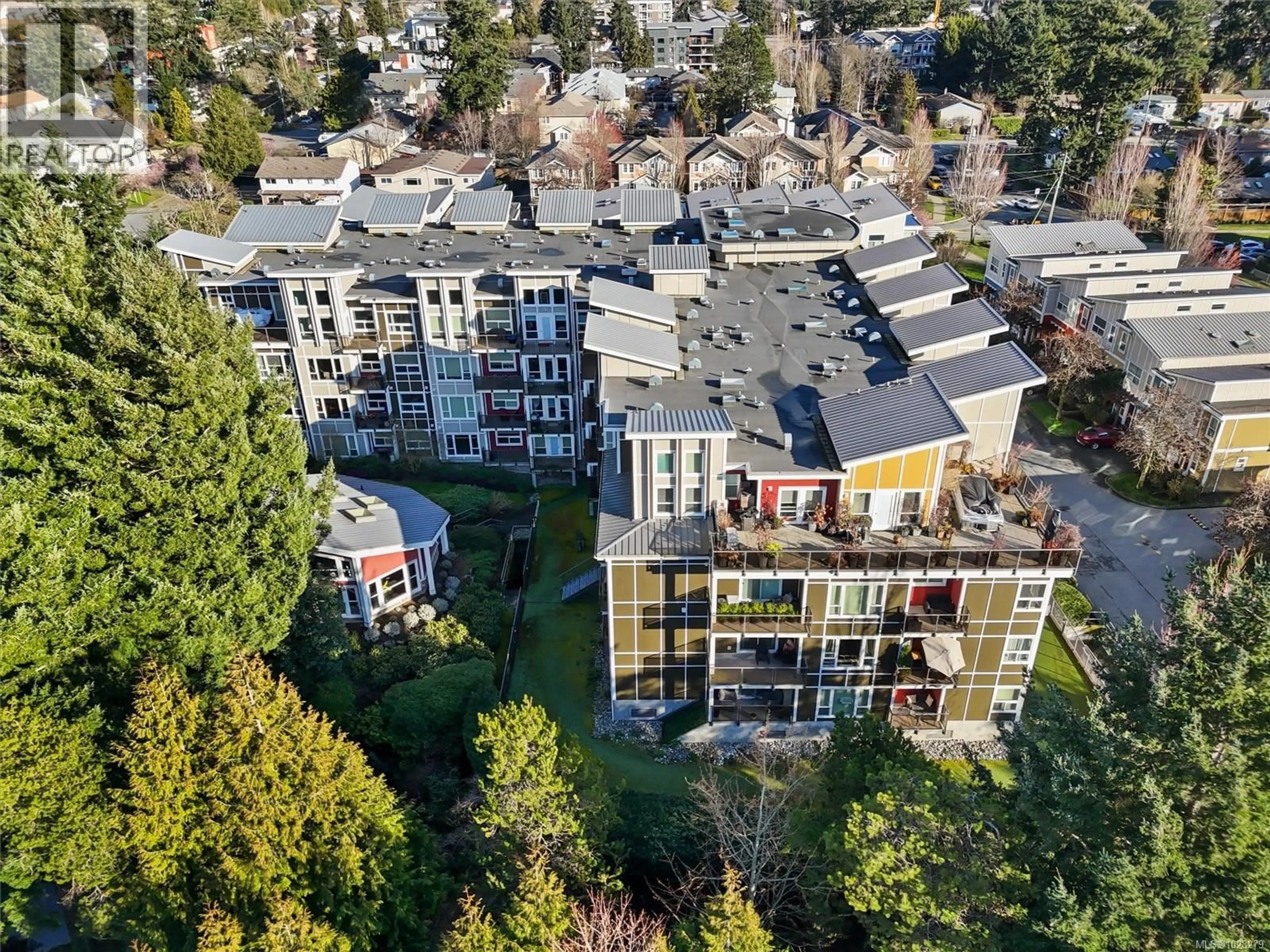 A pic from outside/outdoor area/front of a property/back of a property/a pic from drone, city buildings view from balcony for 211 - 866 BROCK AVENUE, Langford British Columbia V9B0H2