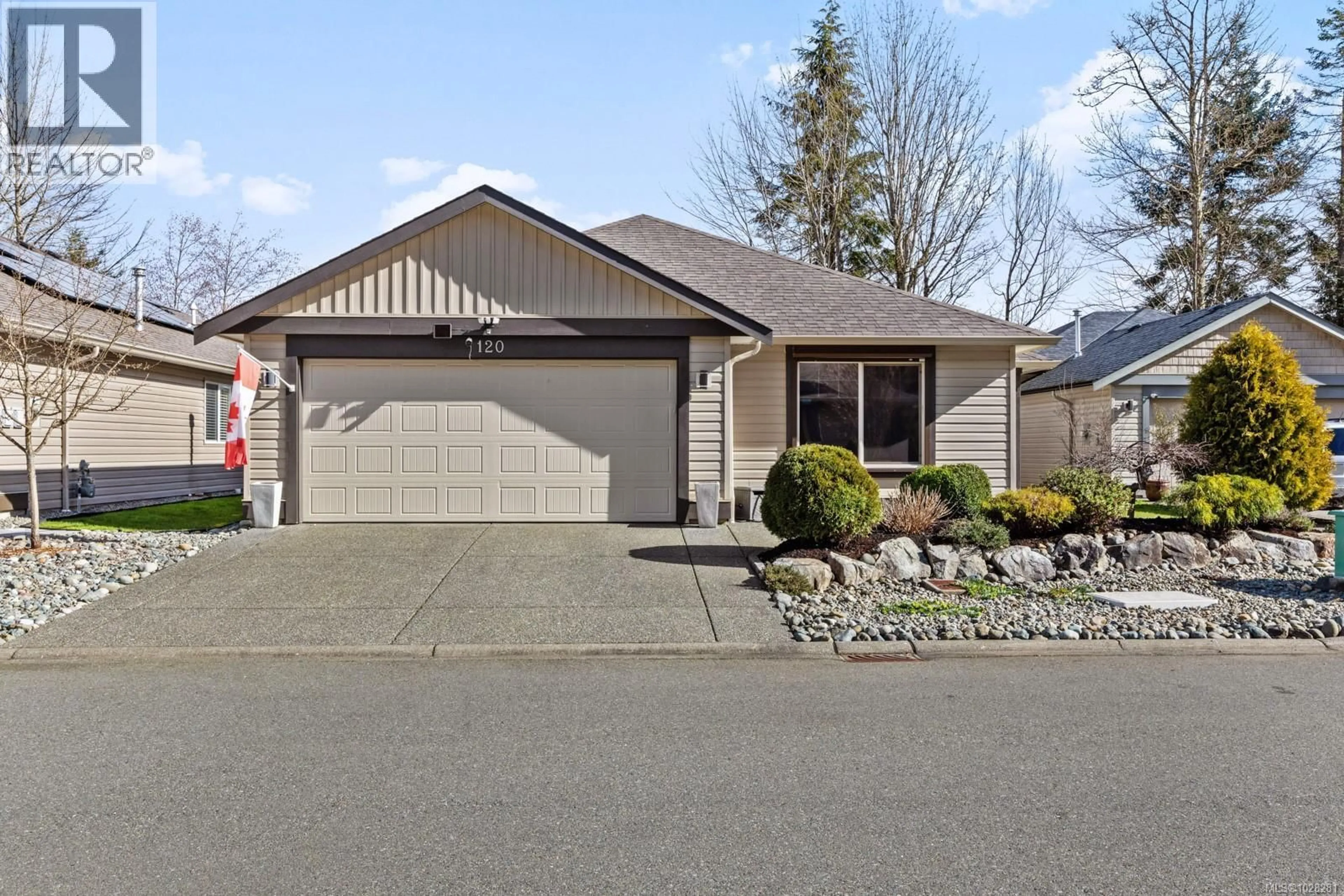 Home with vinyl exterior material, street for 120 - 2205 ROBERT LANG DRIVE, Courtenay British Columbia V9N1M4