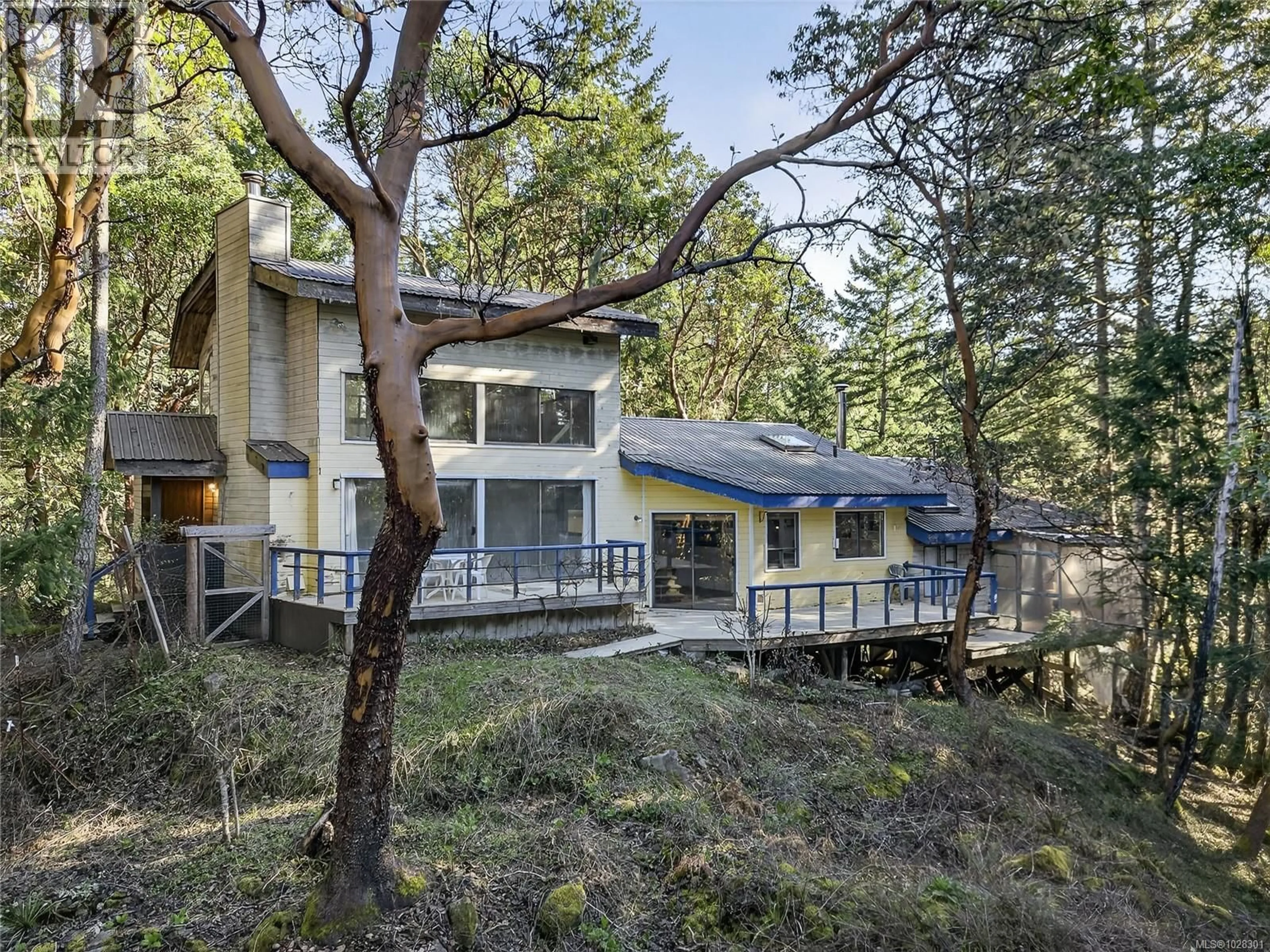 A pic from outside/outdoor area/front of a property/back of a property/a pic from drone, forest/trees view for 160 SKY VALLEY ROAD, Salt Spring British Columbia V8K2C7