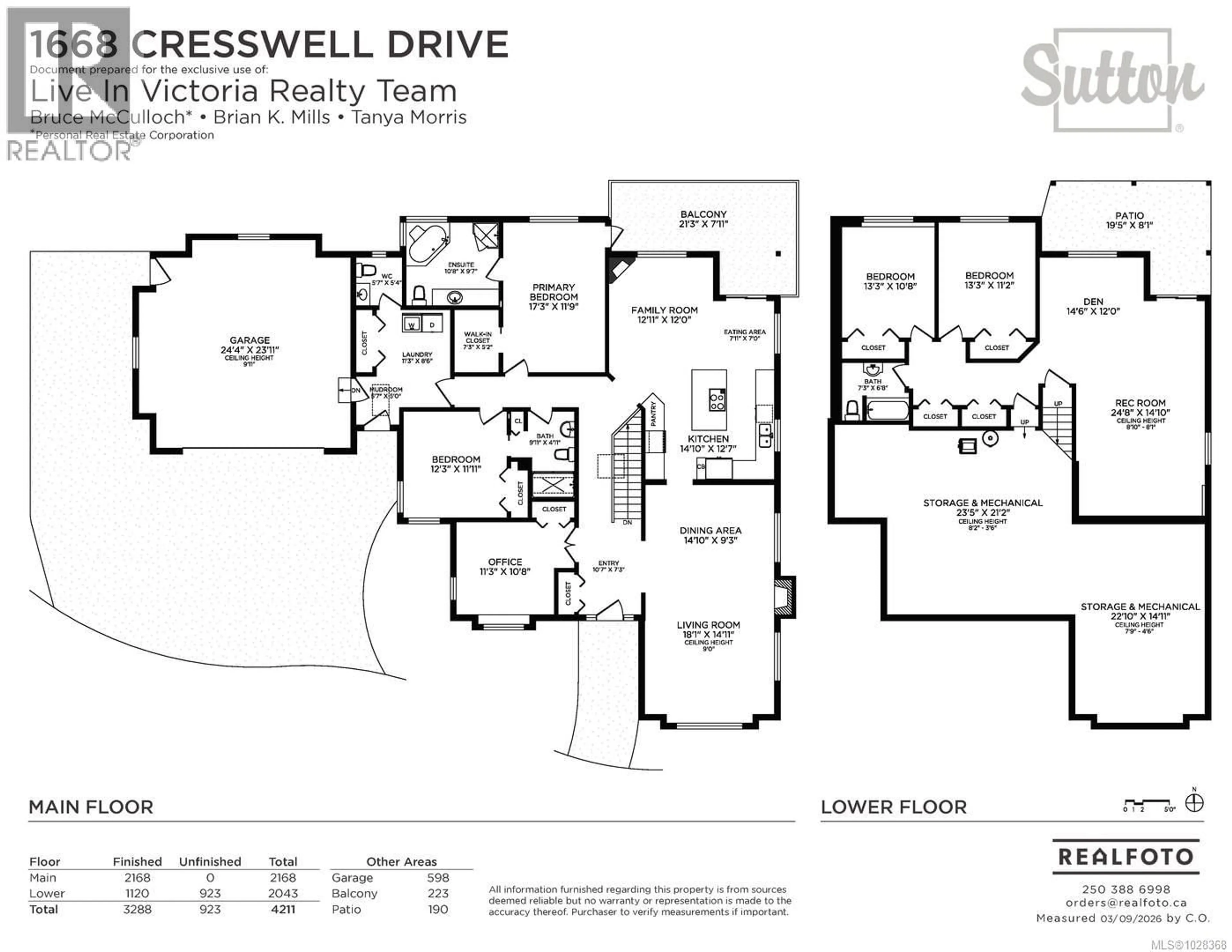 Floor plan for 1668 CRESSWELL DRIVE, North Saanich British Columbia V8L4L8