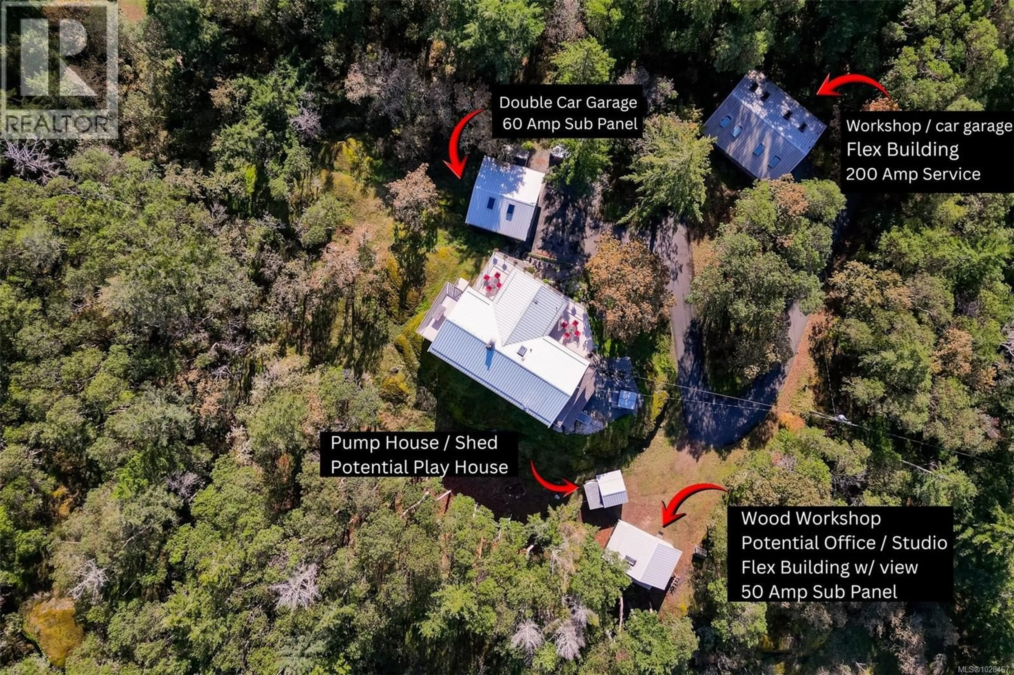 A pic from outside/outdoor area/front of a property/back of a property/a pic from drone, forest/trees view for 4801 EXCELSIOR ROAD, Saanich British Columbia V9E2E5