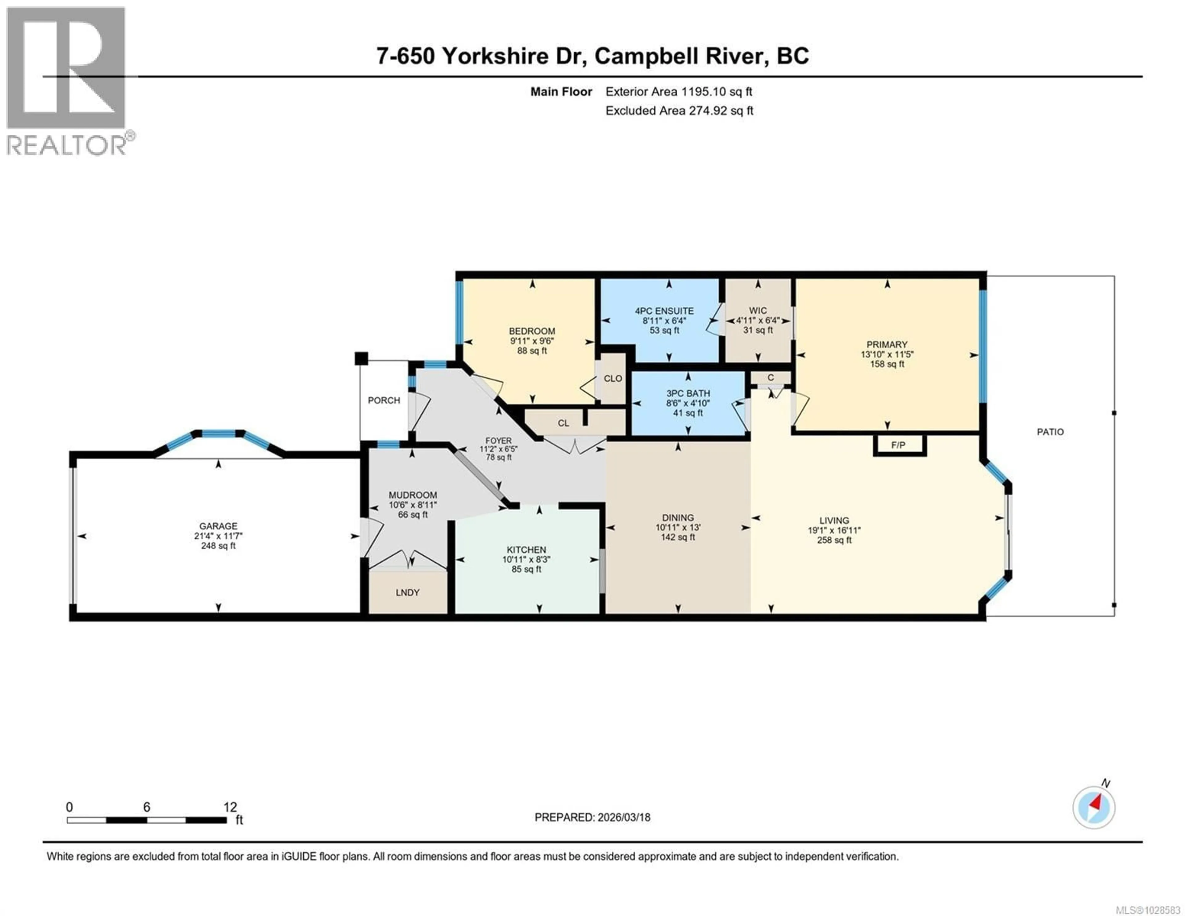 Floor plan for 7 - 650 YORKSHIRE DRIVE, Campbell River British Columbia V9W8A6