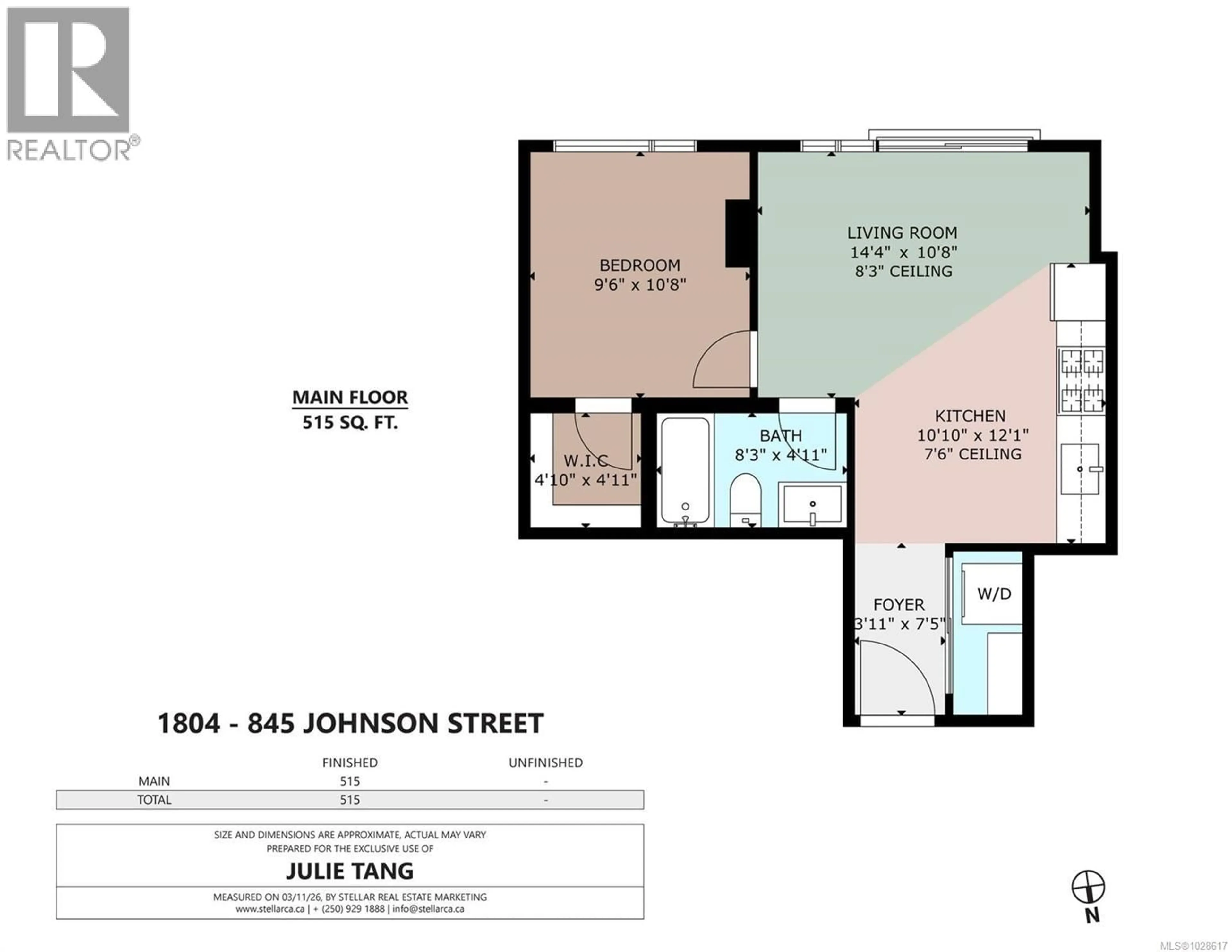 Floor plan for 1804 - 845 JOHNSON STREET, Victoria British Columbia V8W0G3