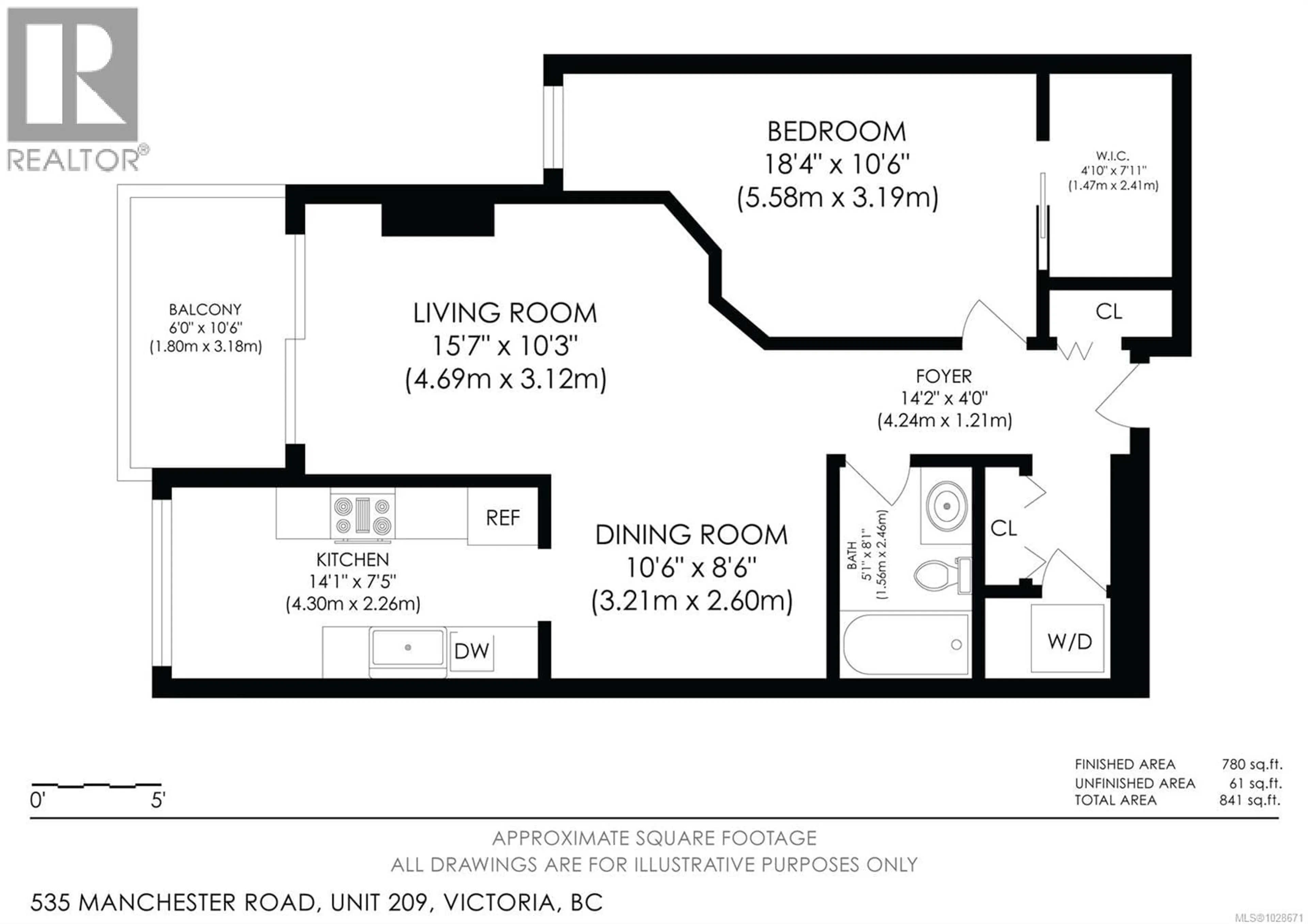 Floor plan for 209 - 535 MANCHESTER ROAD, Victoria British Columbia V8T5J1