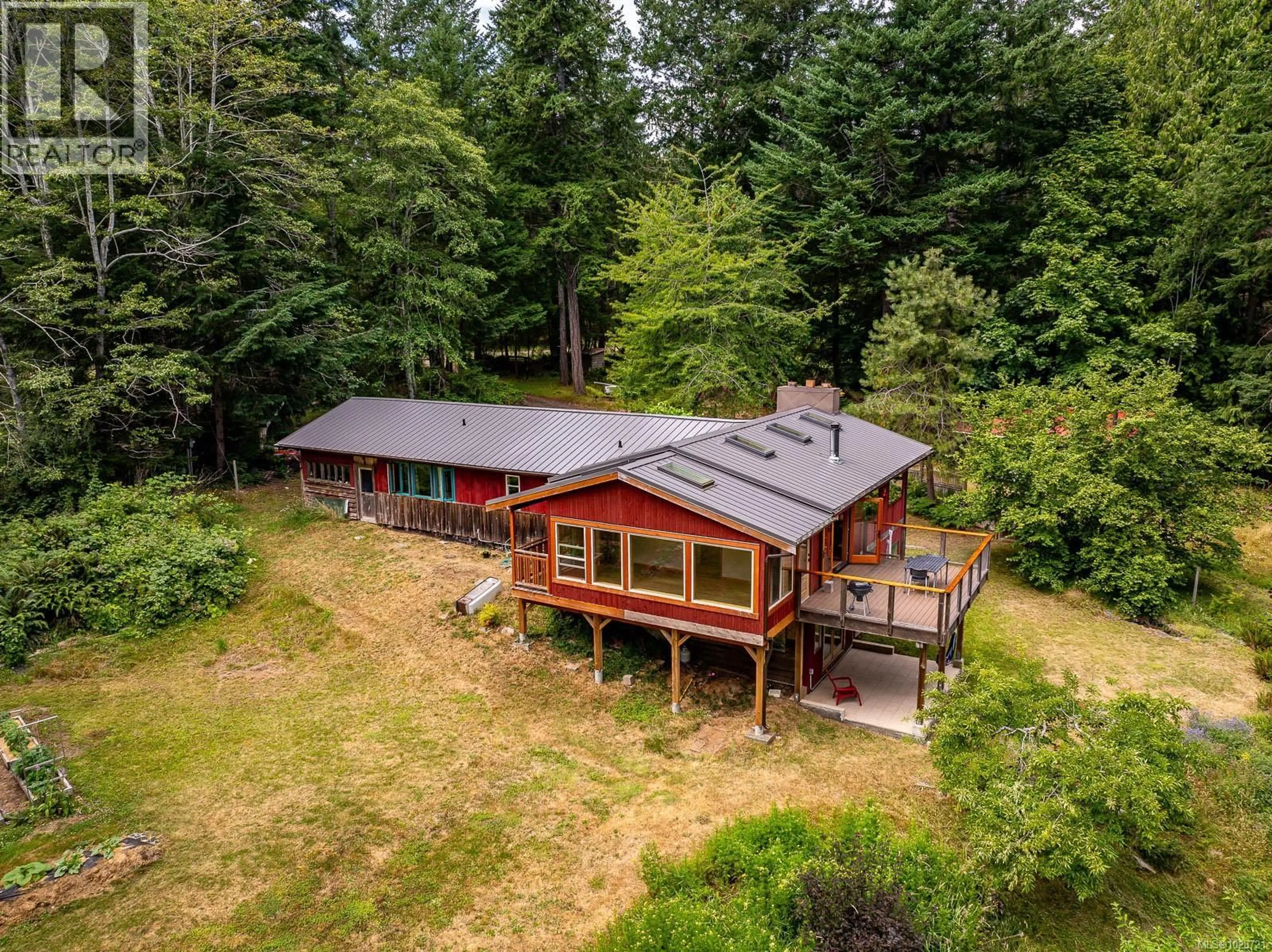 A pic from outside/outdoor area/front of a property/back of a property/a pic from drone, forest/trees view for 9900 GREENHILL ROAD, Denman Island British Columbia V0R1T0