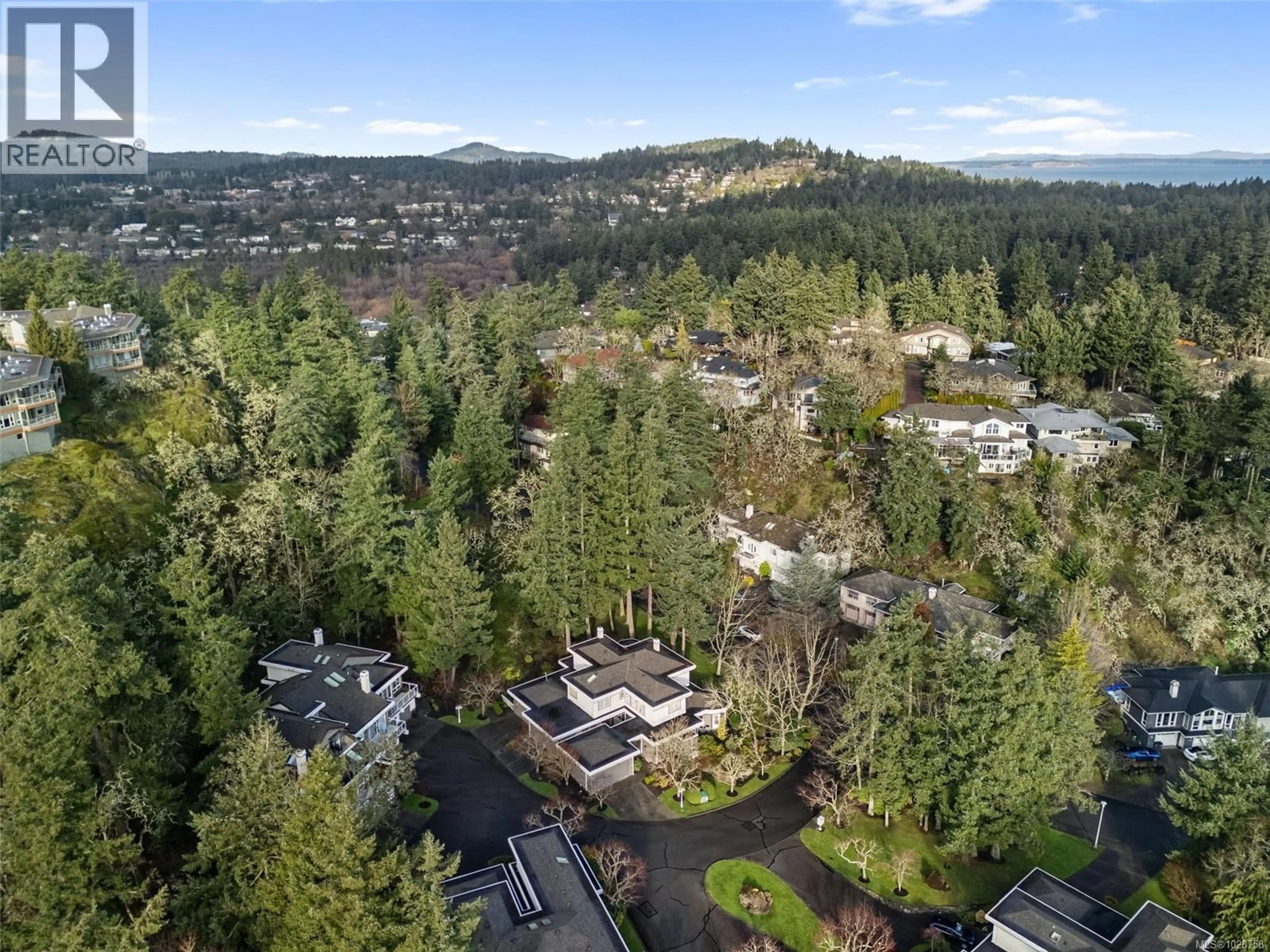 A pic from outside/outdoor area/front of a property/back of a property/a pic from drone, mountain view for 12 - 1063 VALEWOOD TRAIL, Saanich British Columbia V8X5G5