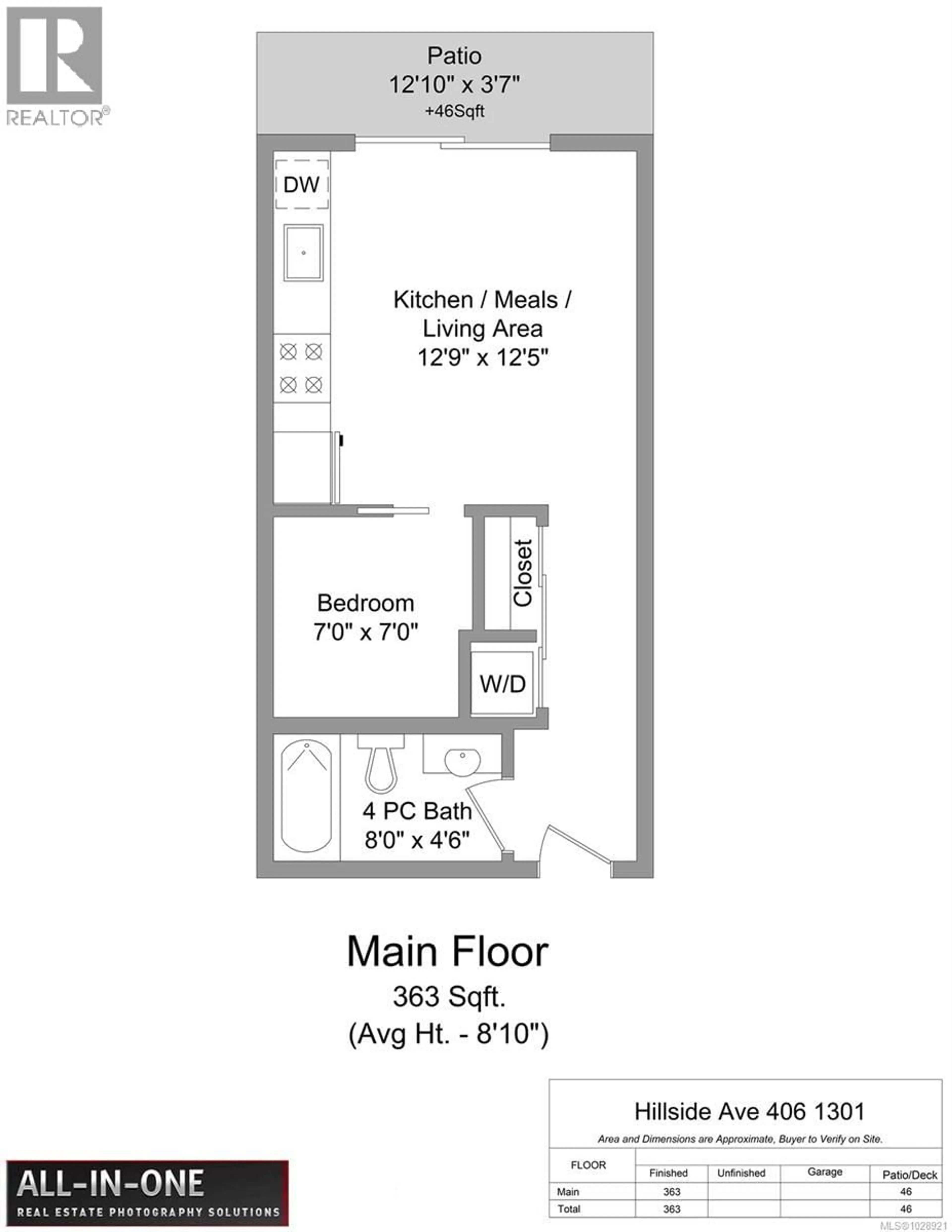 Floor plan for 406 - 1301 HILLSIDE AVENUE, Victoria British Columbia V8T2B3