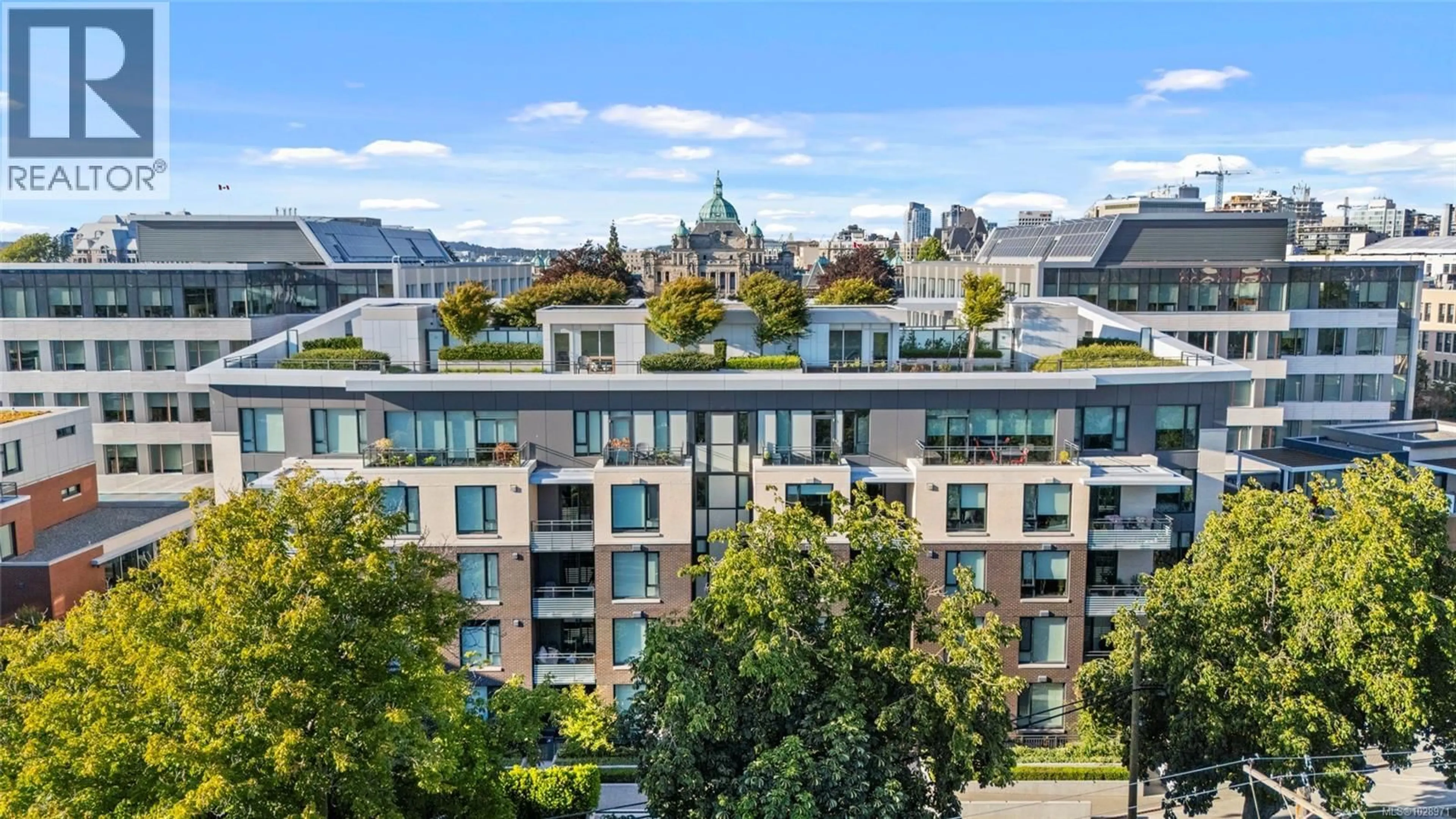A pic from outside/outdoor area/front of a property/back of a property/a pic from drone, city buildings view from balcony for 304 - 550 MICHIGAN STREET, Victoria British Columbia V8V0G3