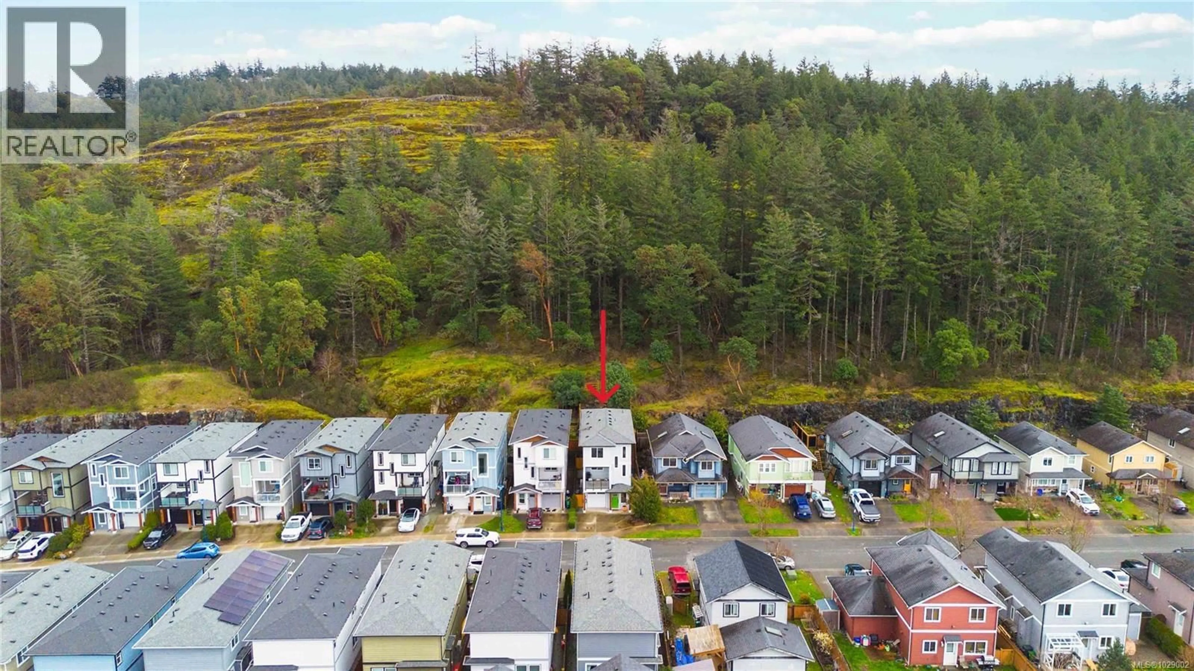 A pic from outside/outdoor area/front of a property/back of a property/a pic from drone, forest/trees view for 3365 SANDERLING WAY, Langford British Columbia V9C0B4