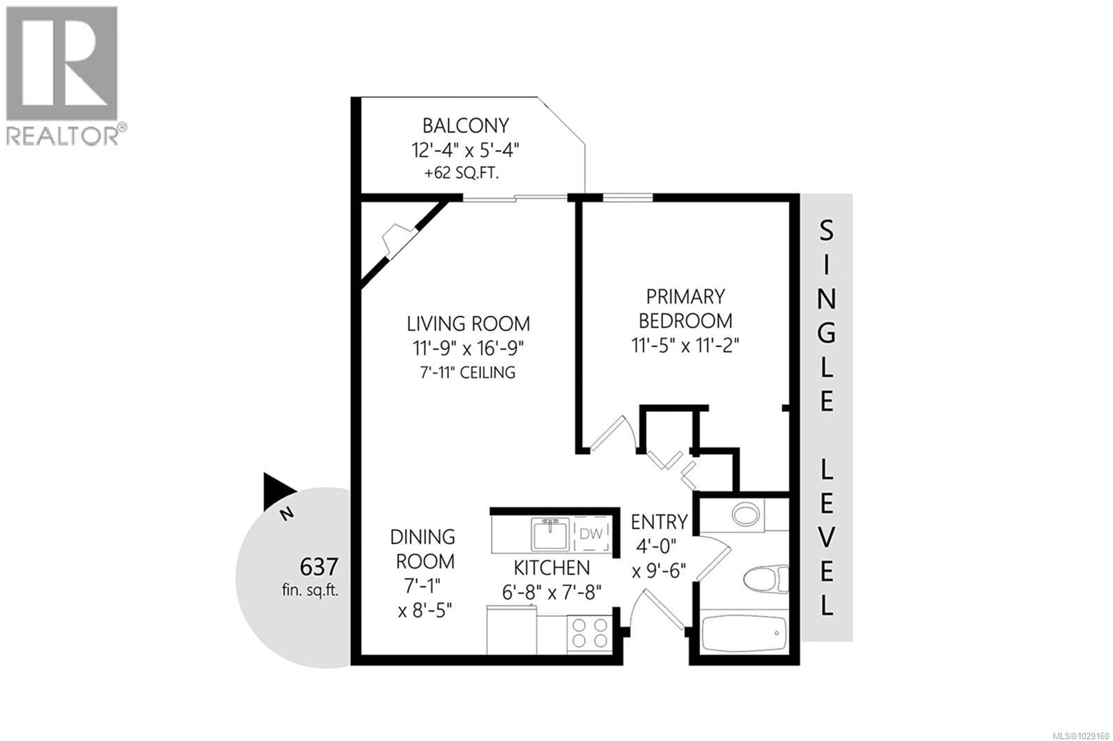 Floor plan for 412 - 1655 BEGBIE STREET, Victoria British Columbia V8R1L4