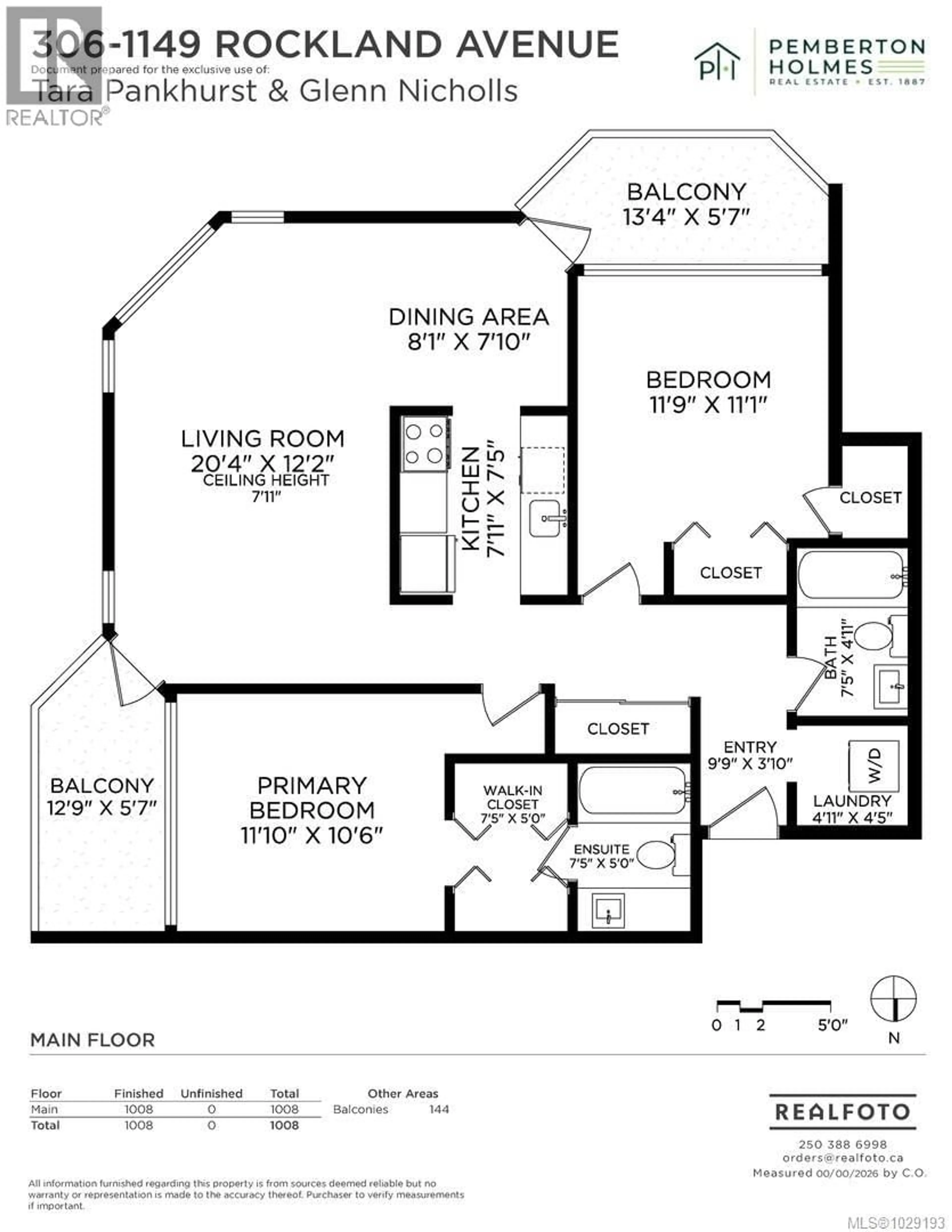 Floor plan for 306 - 1149 ROCKLAND AVENUE, Victoria British Columbia V8V4T5