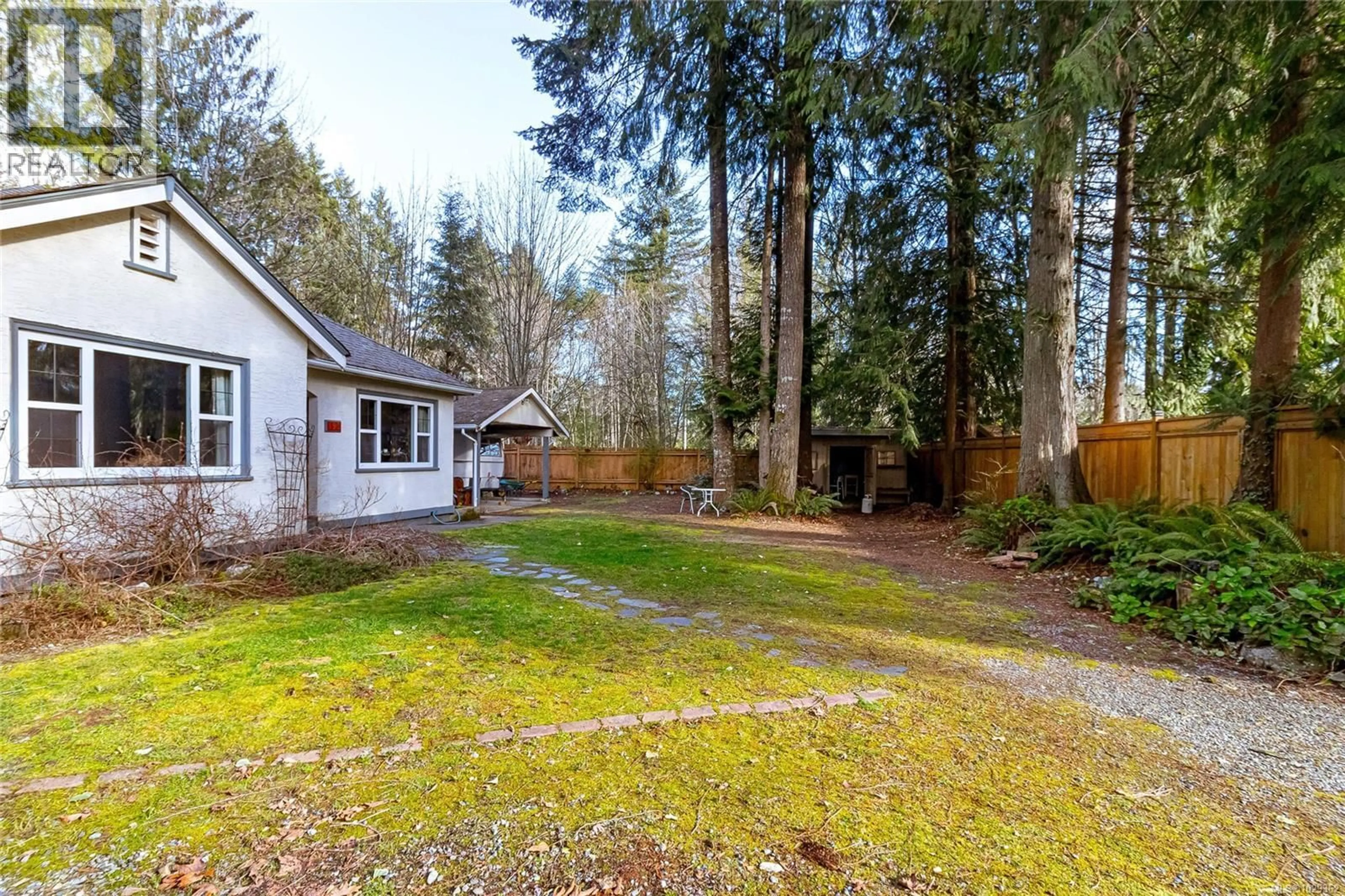A pic from outside/outdoor area/front of a property/back of a property/a pic from drone, forest/trees view for 195 JOHNSON PLACE, Lake Cowichan British Columbia V0R2G0