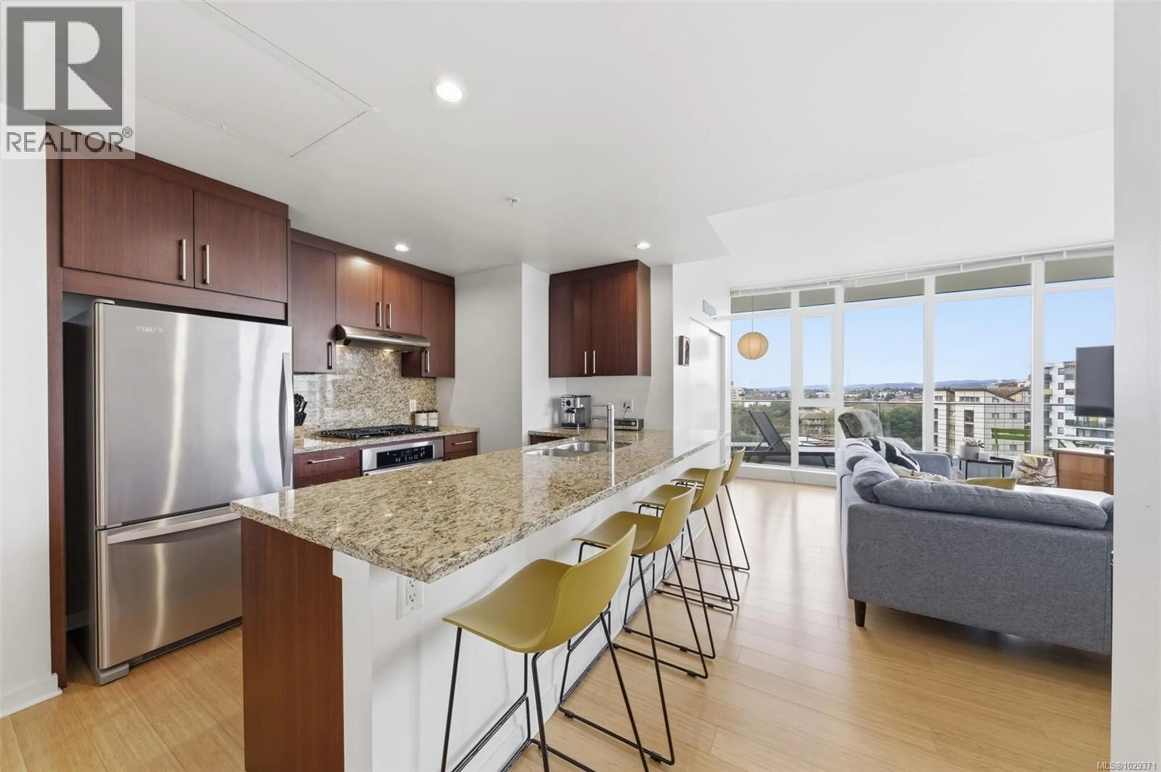 Open concept kitchen, ceramic/tile floor for 803 - 379 TYEE ROAD, Victoria British Columbia V9A0B4