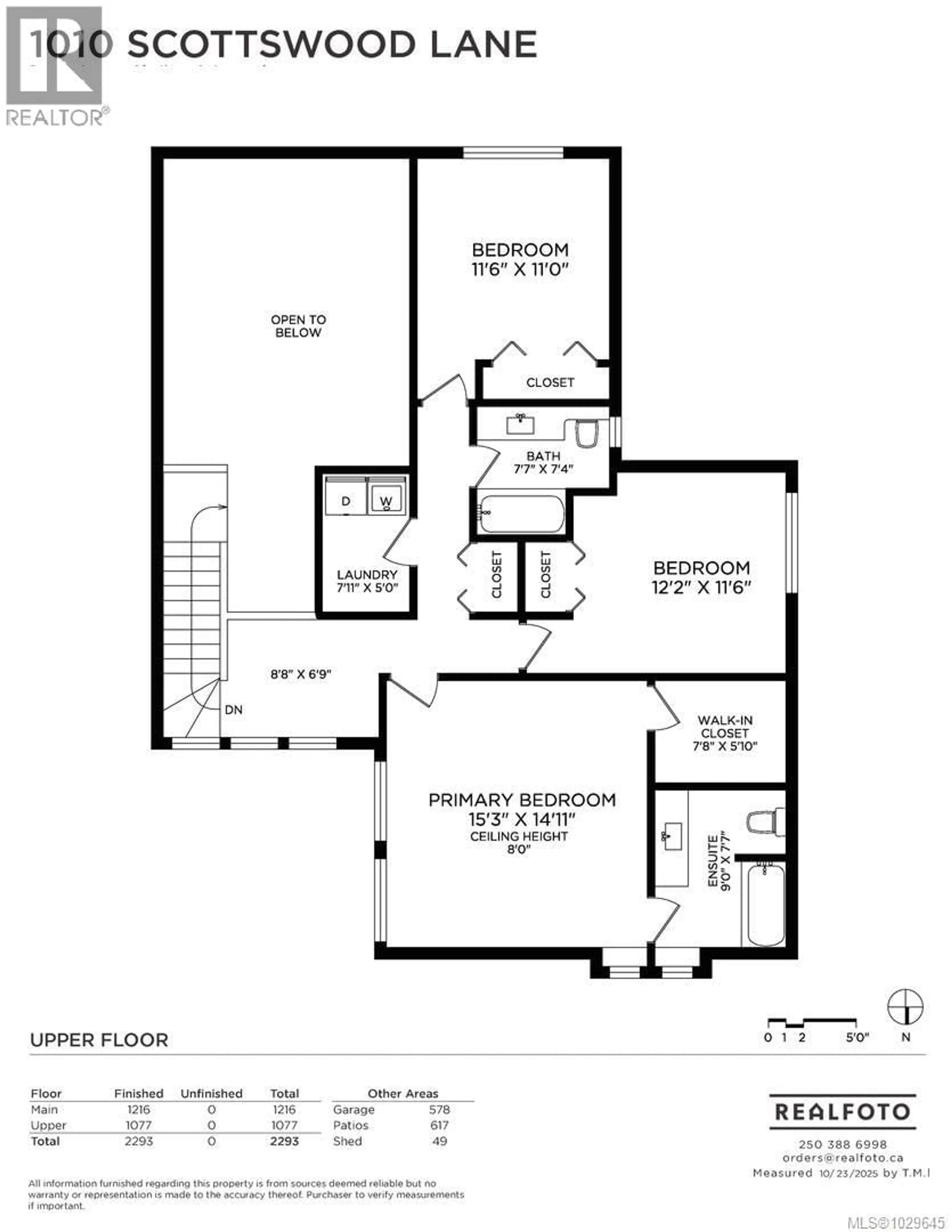 Floor plan for 1010 SCOTTSWOOD LANE, Saanich British Columbia V8Y2Y2