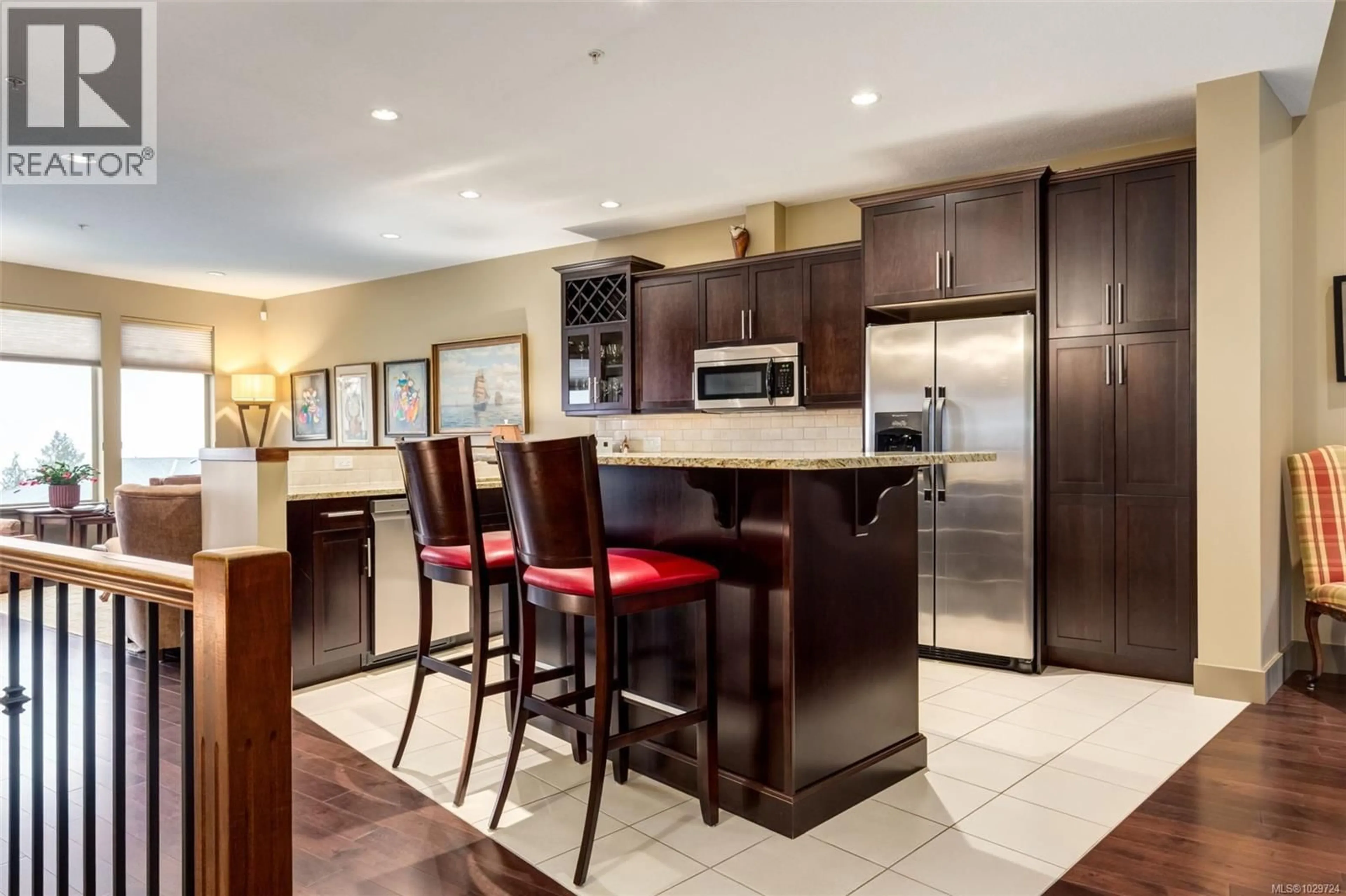 Contemporary kitchen, ceramic/tile floor for 102 - 5418 JACOBS LANE, Nanaimo British Columbia V9T0B7