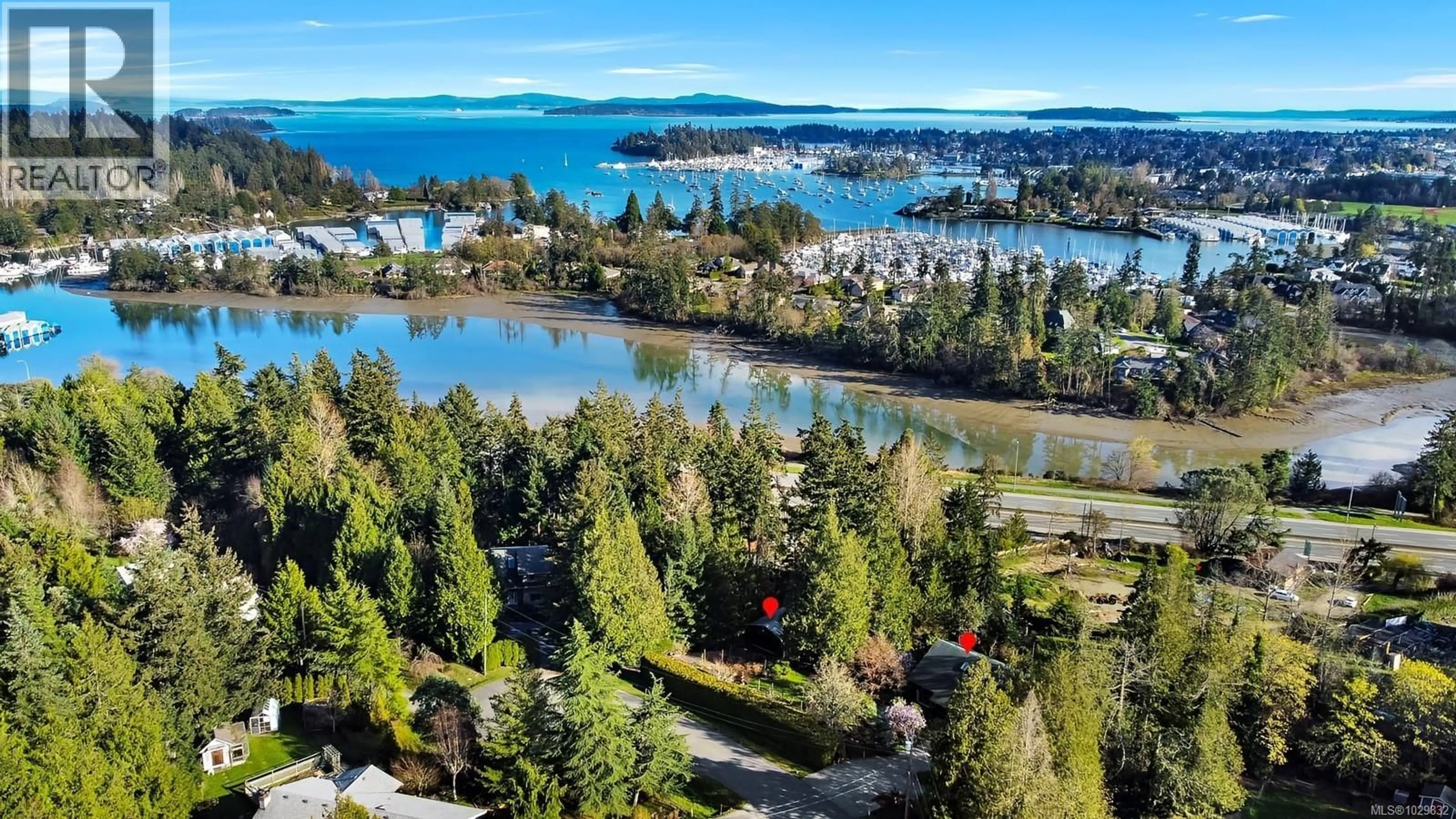 A pic from outside/outdoor area/front of a property/back of a property/a pic from drone, water/lake/river/ocean view for 11007 CEDAR LANE, North Saanich British Columbia V8L5R1