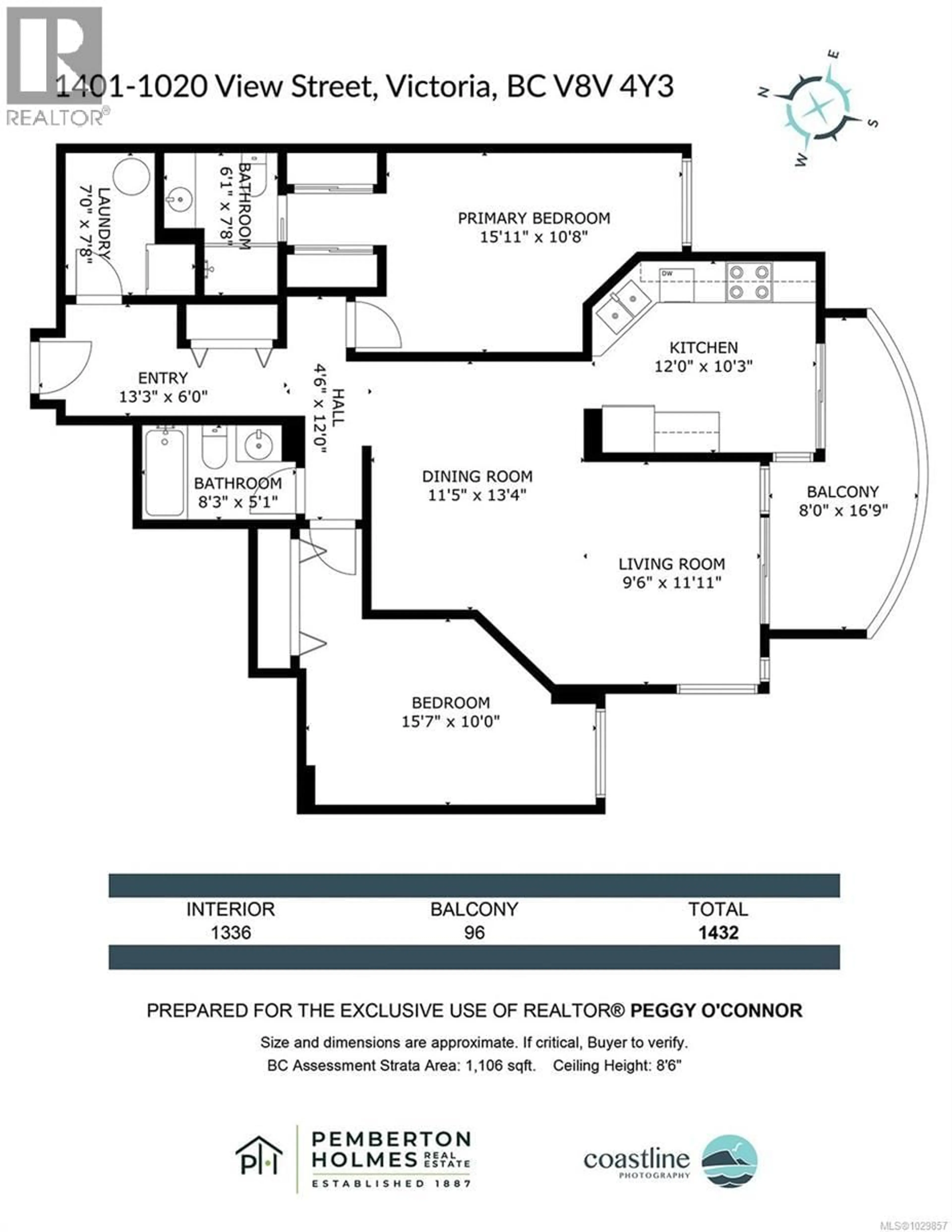 Floor plan for 1401 - 1020 VIEW STREET, Victoria British Columbia V8V4Y4